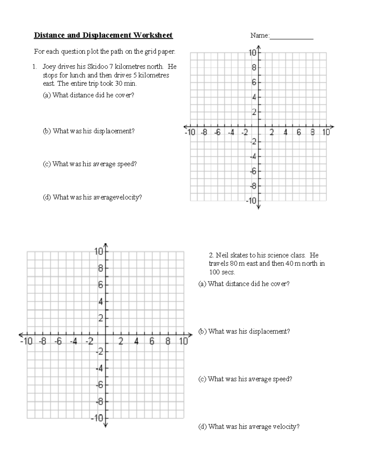 Distance and displacement graphing - Distance and Displacement ...
