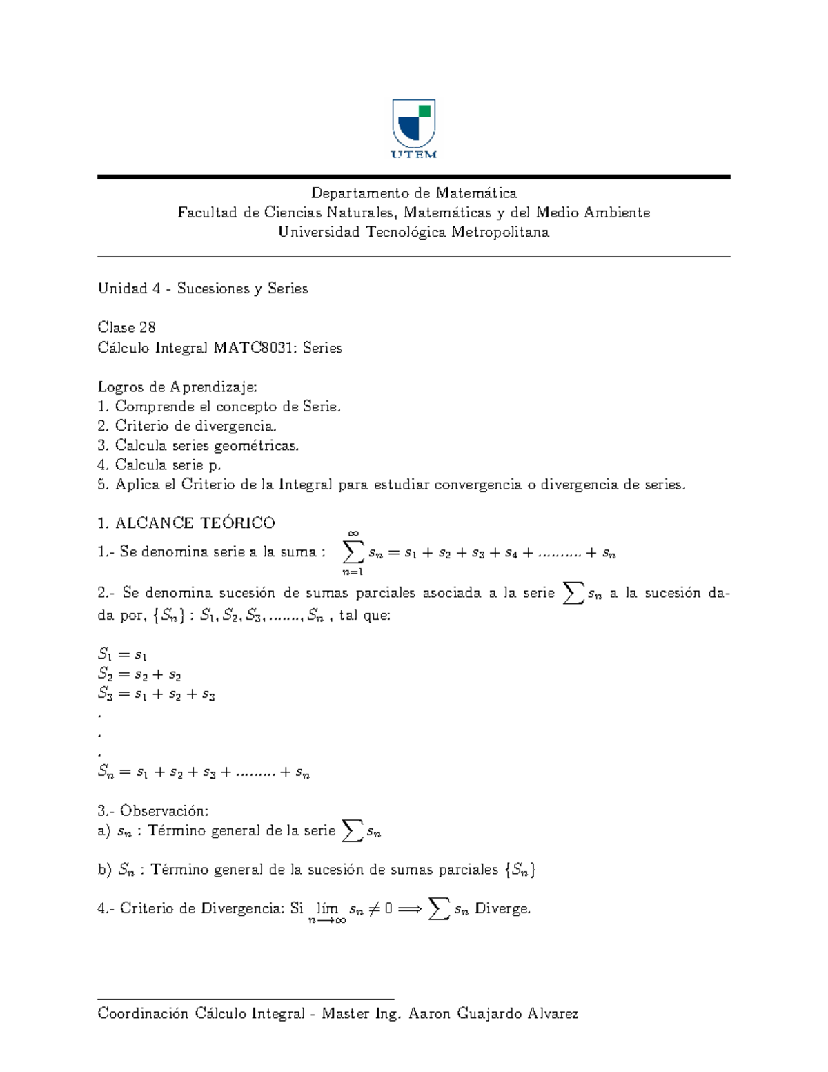 Clase 28 Ctegral Departamento De Matem ́atica Facultad De Ciencias Naturales Matem ́aticas