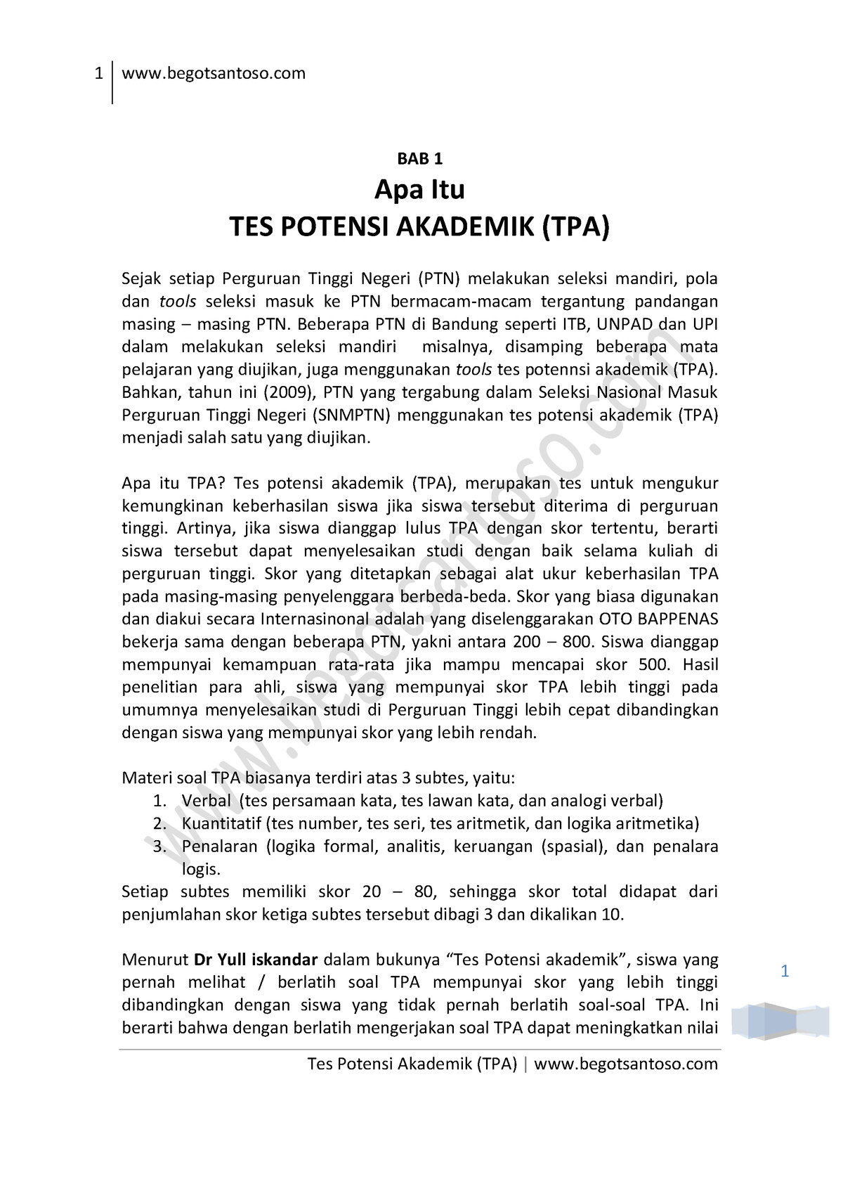 1 Tpa Apaitutpa - Belajar TPA, Jenis Tpa Dan Latihan Soal TPA - 1 ...