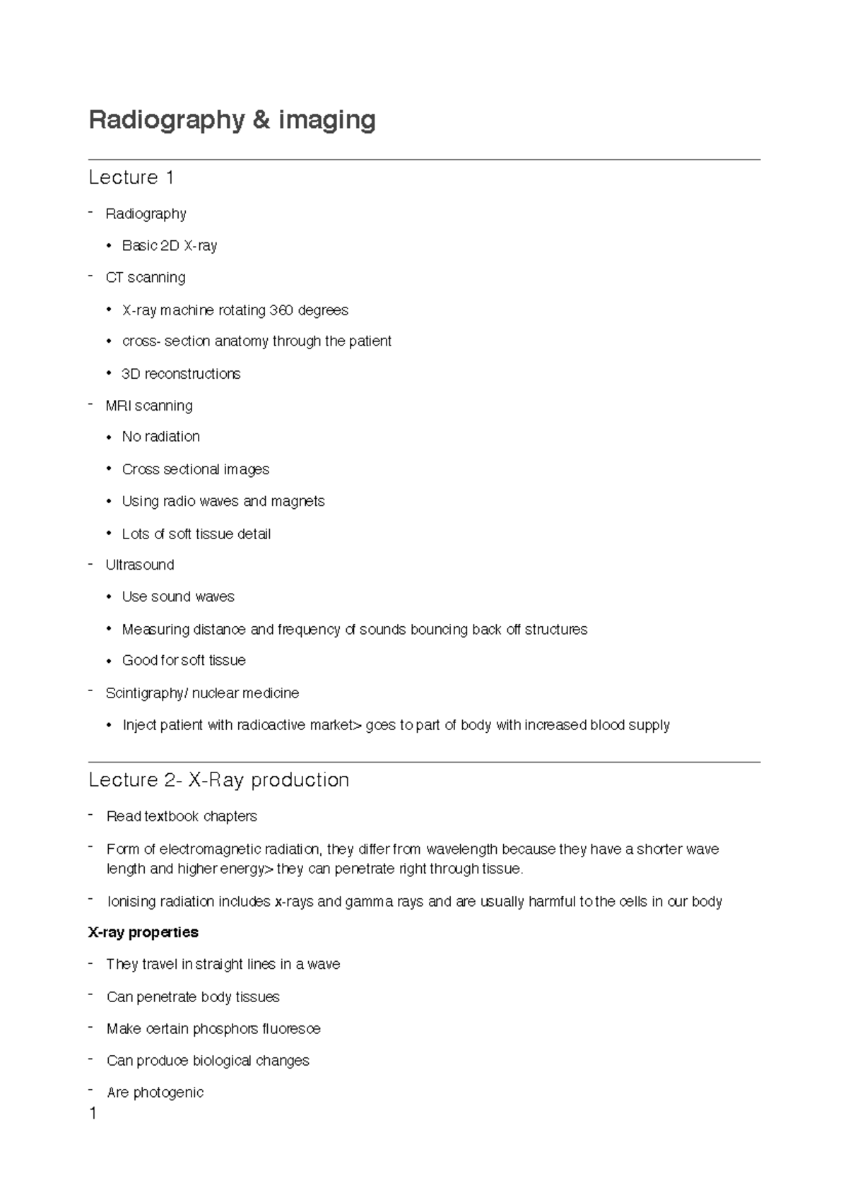 Radiology and imaging Radiography & imaging Lecture 1 Radiography