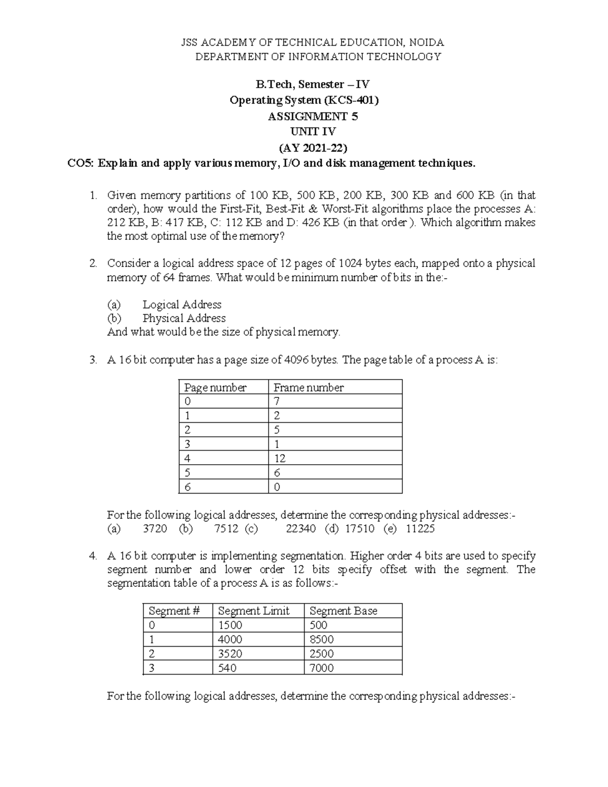 OS Assignment 5(AY2021-22) - DEPARTMENT OF INFORMATION TECHNOLOGY B ...