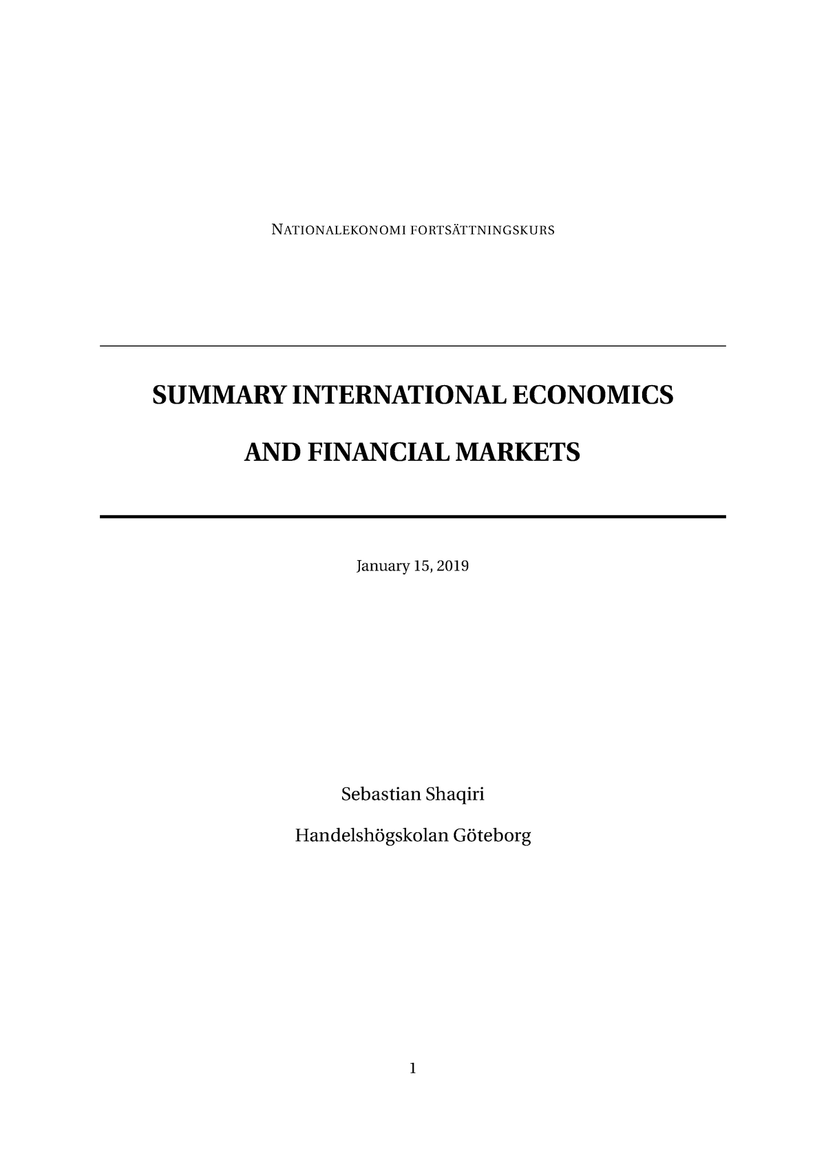 Sammanfattning International Economics And Financial Markets - N ...