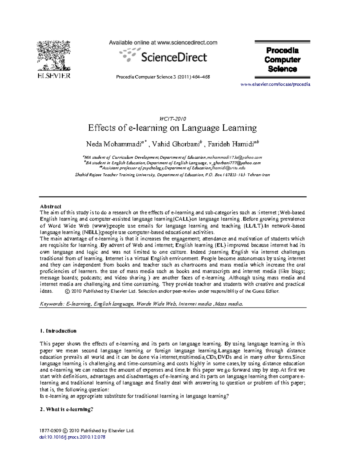 Effects of e-learning on Language Learning - Procedia Computer Science ...
