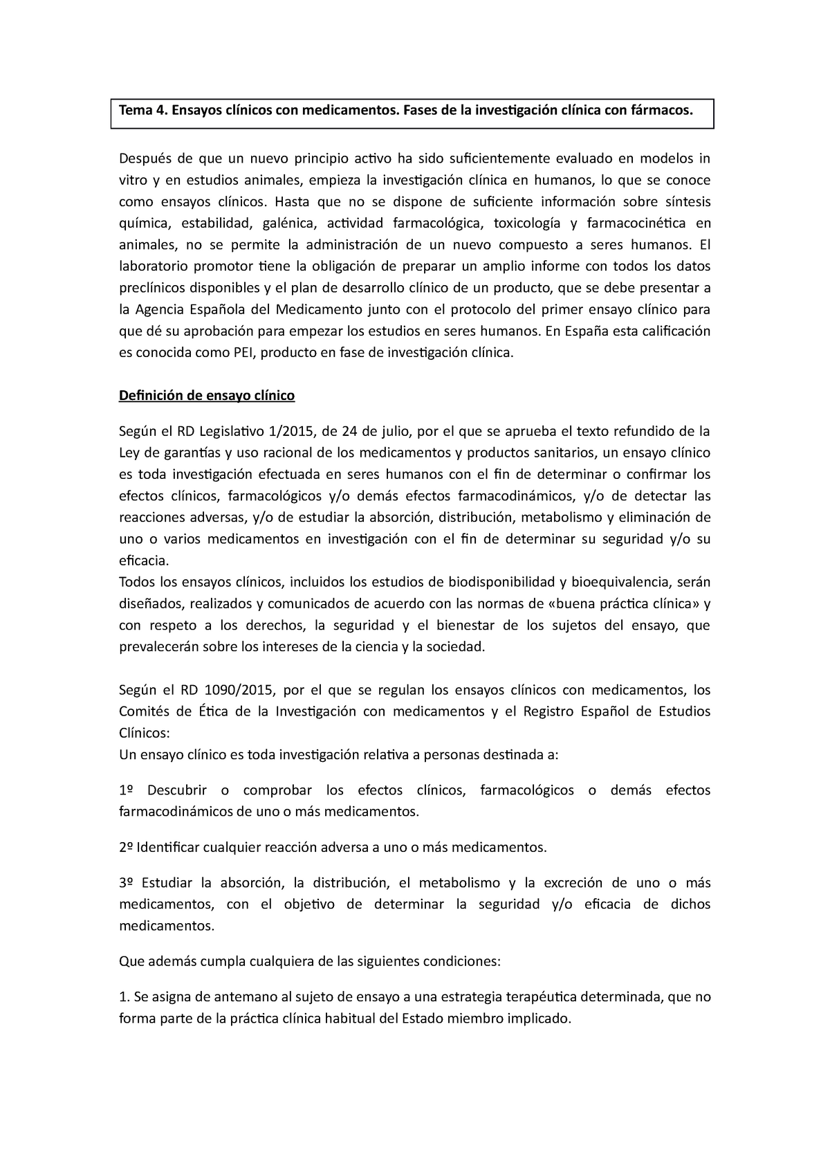 Ensayos Clinicos Fases De La Investigacion Clinica Tema 4 Ensayos Clínicos Con Medicamentos 