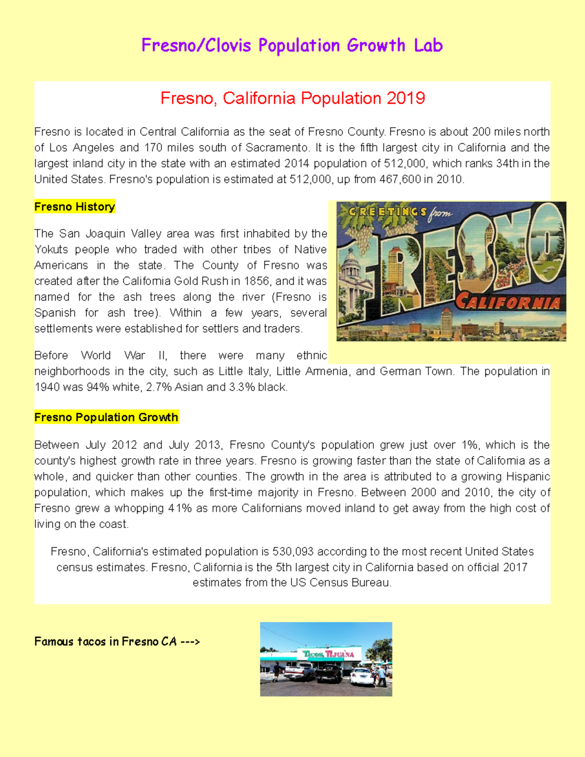 Clovis Population Growth Lab Fresno/Clovis Population Growth Lab