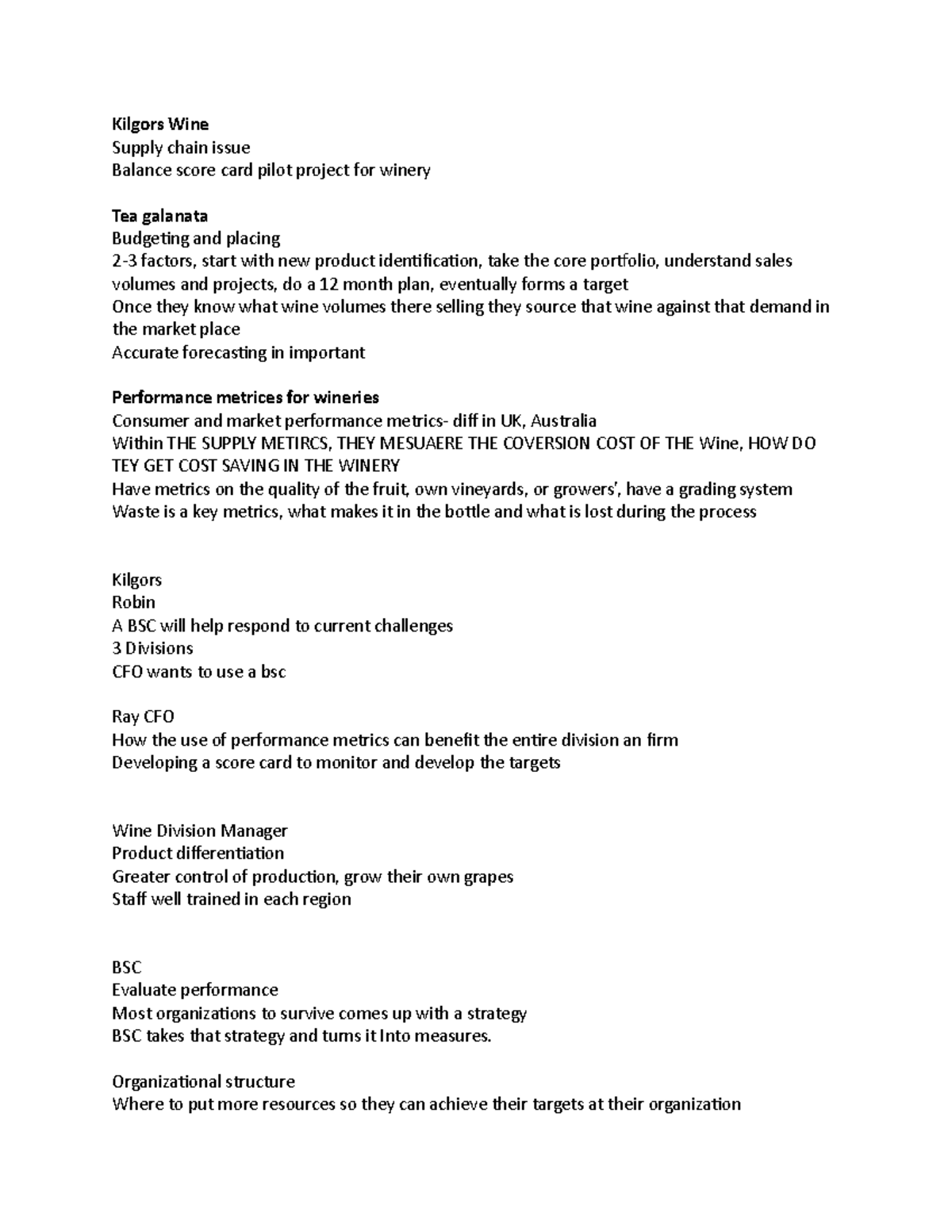 Kilgors Wine Notes 2 Kilgors Wine Supply chain issue Balance score
