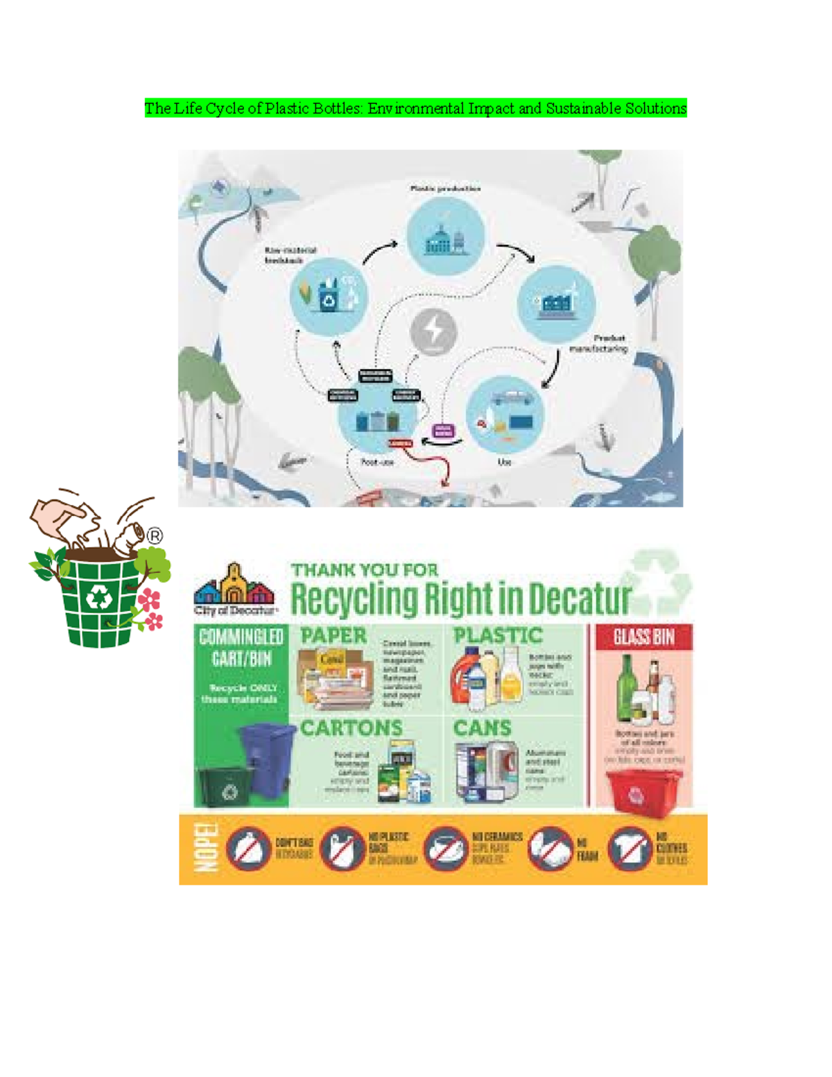 Life cycle paper - The Life Cycle of Plastic Bottles: Environmental ...