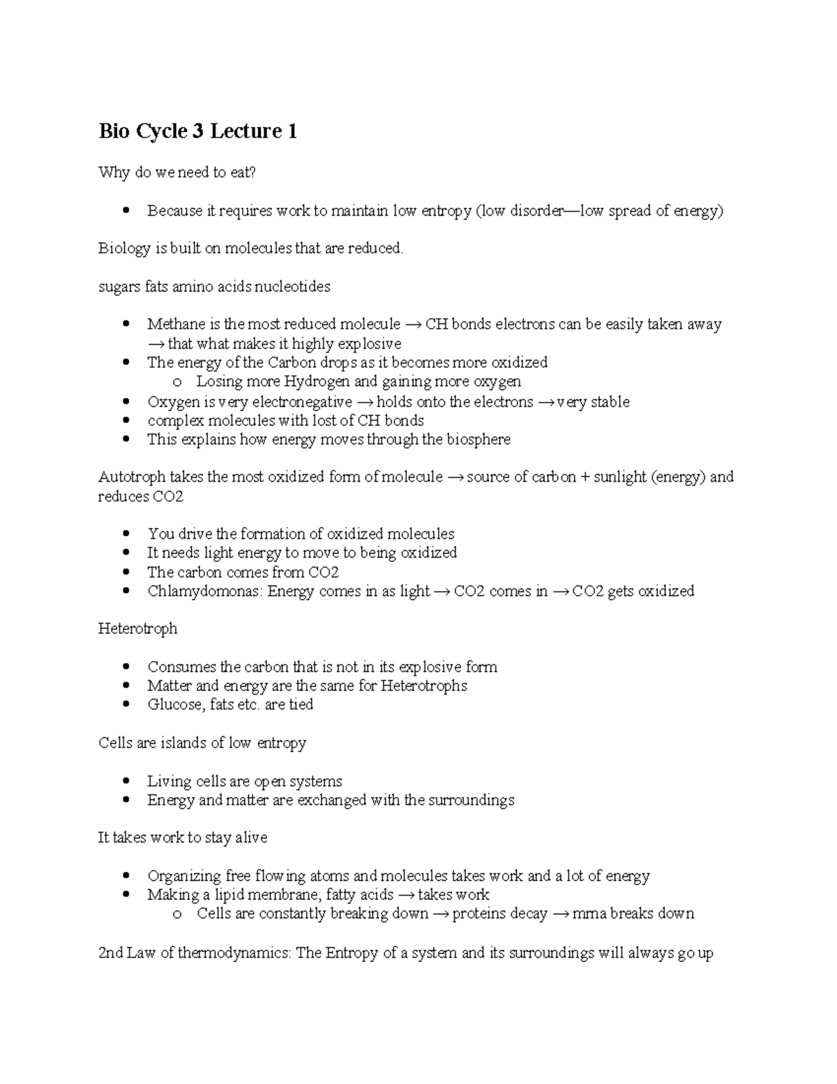 Bio1002B - Cycle 3 Lecture 1 - Bio Cycle 3 Lecture 1 Why do we need to ...