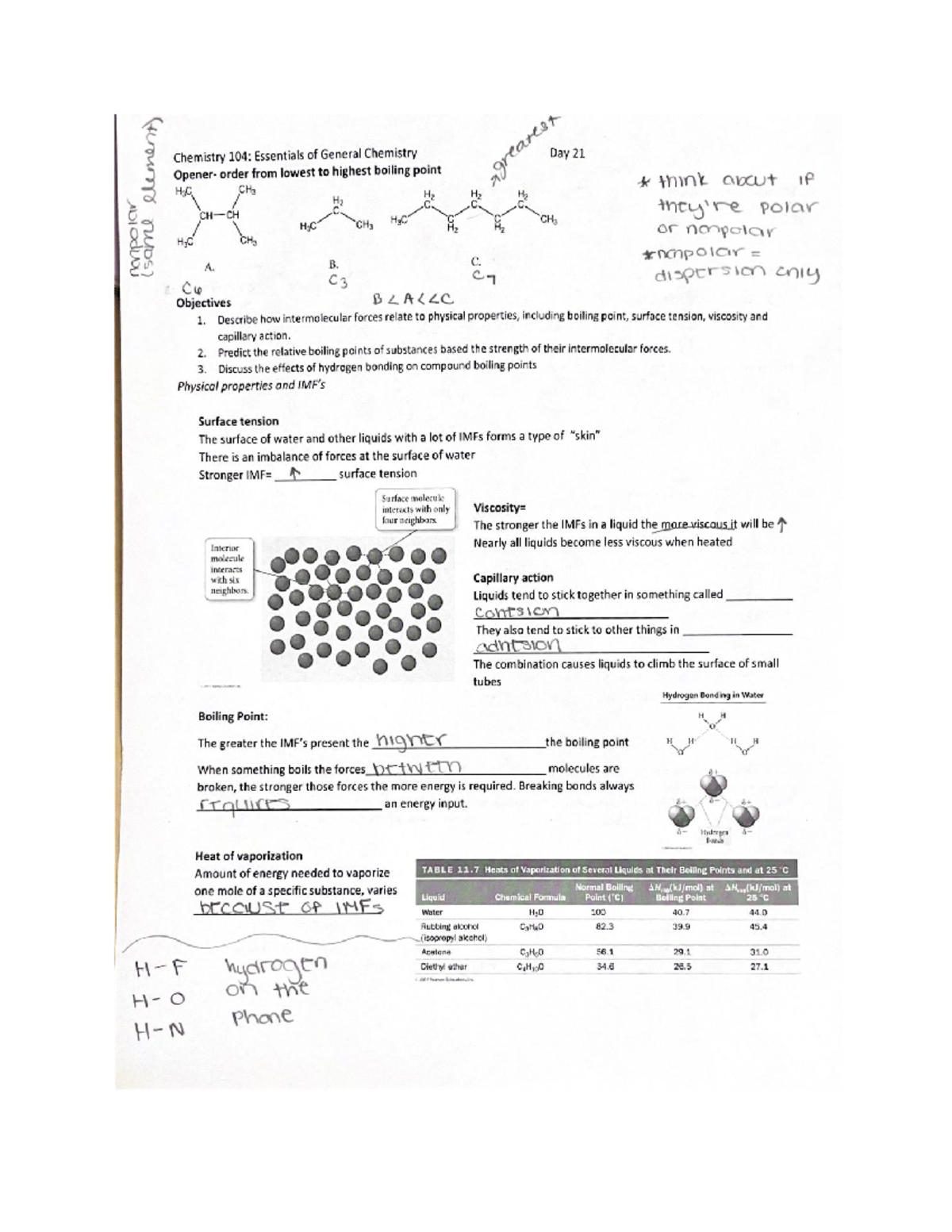 Chm 104, day 21 - These Chemistry 104 notes are from day 21 and are ...