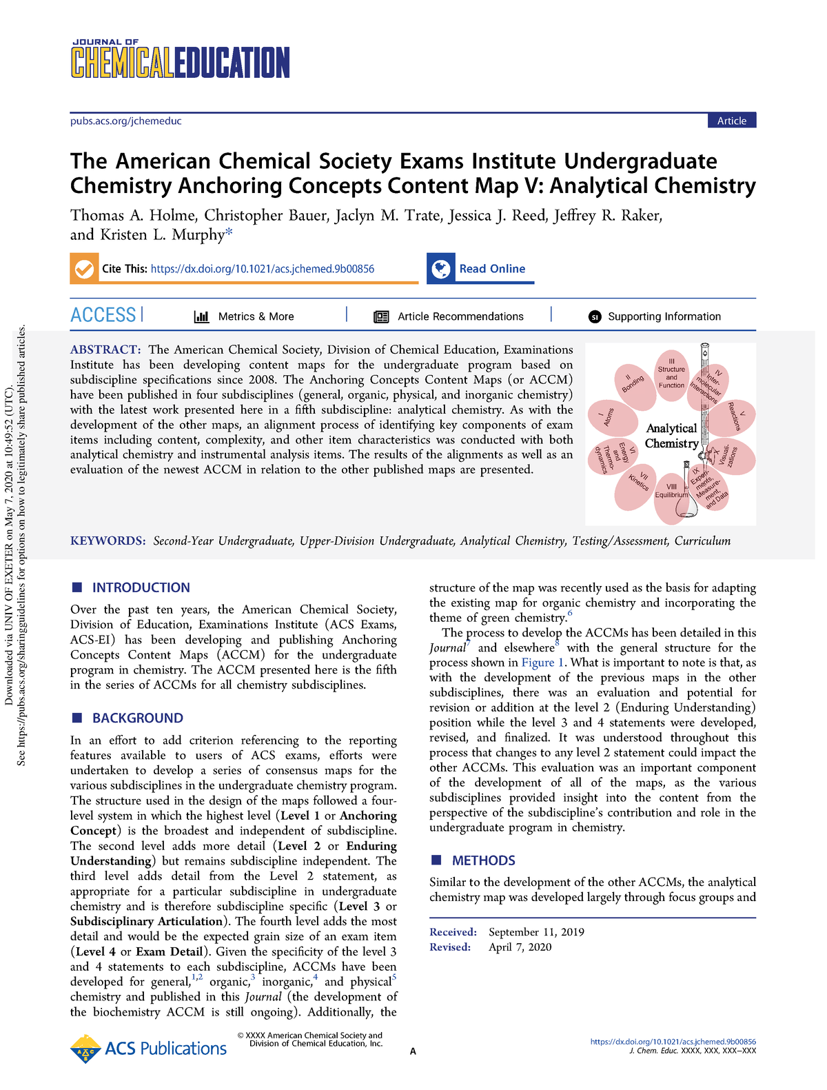 The American Chemical Society Exams Institute Undergraduate Chemistry ...