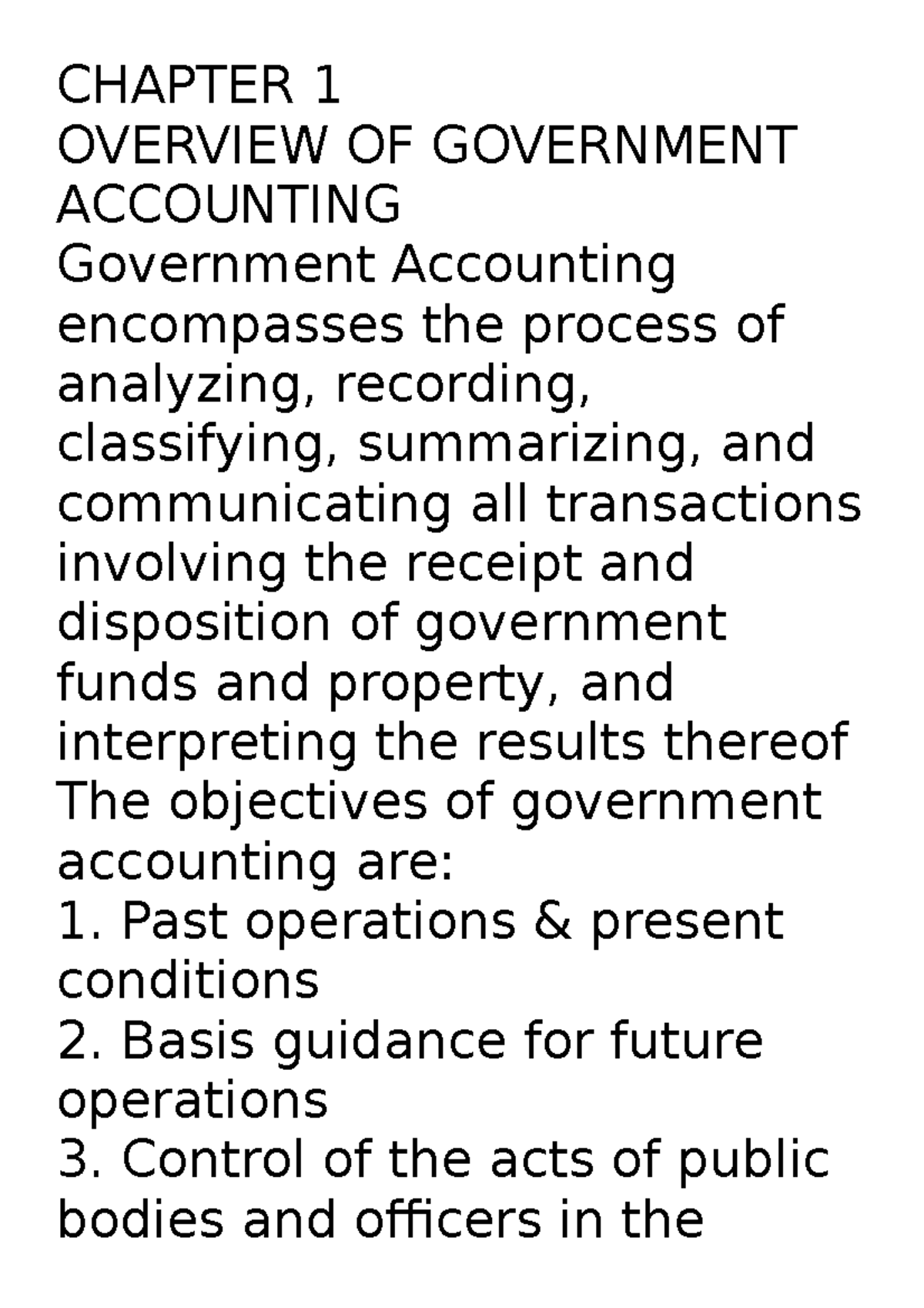 Government Accounting - CHAPTER 1 OVERVIEW OF GOVERNMENT ACCOUNTING ...