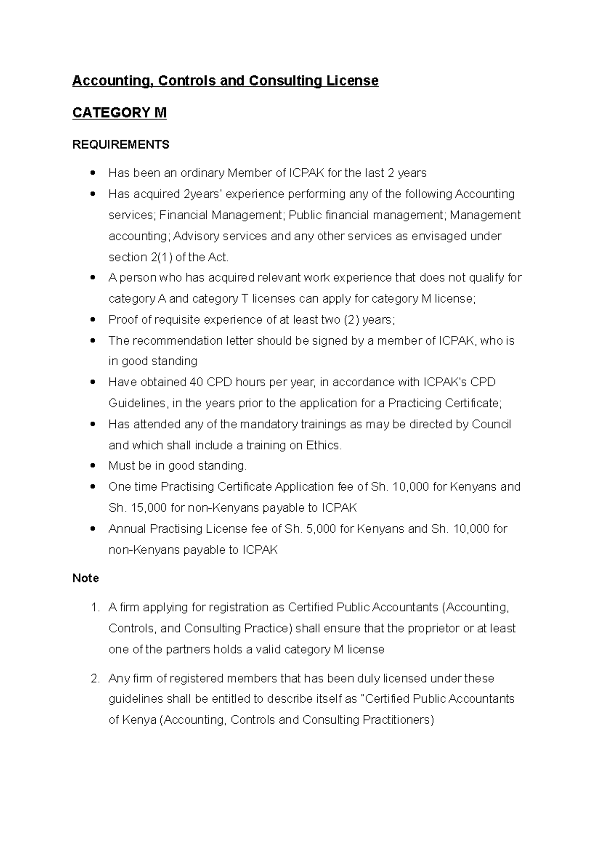Practicing licences ghy Accounting, Controls and Consulting License