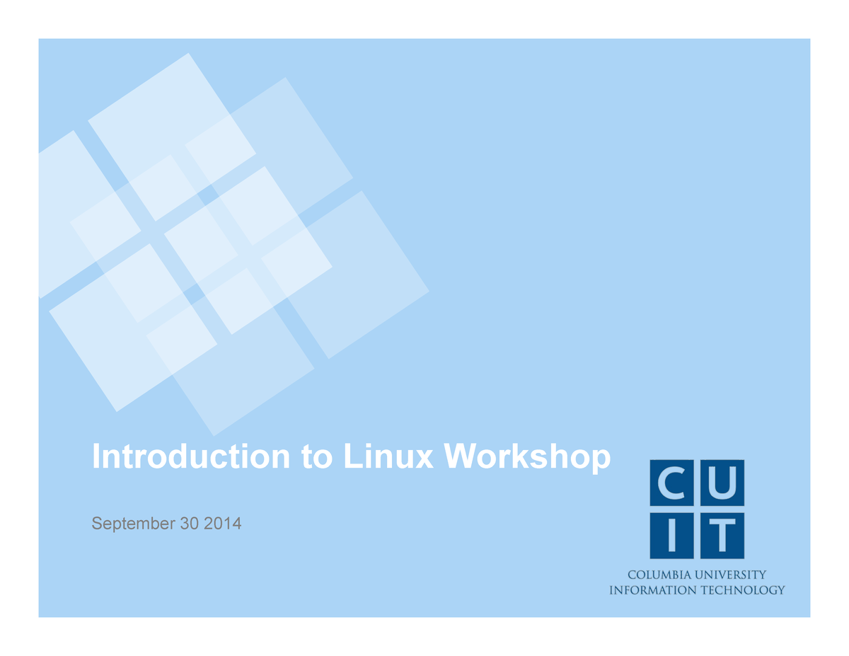 14 0930 Intro To Linux - Introduction To Linux Workshop September 30 ...