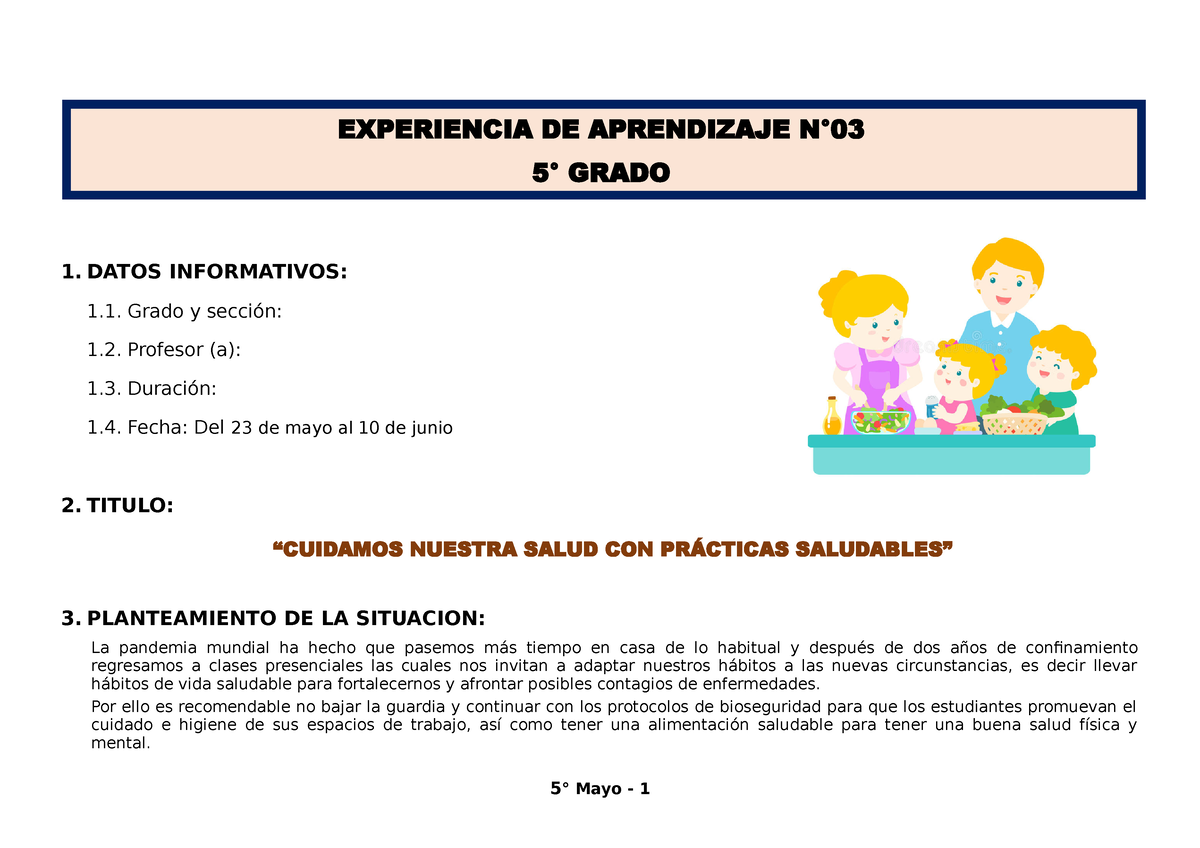 5° Grado - Experiencia DE Aprendizaje N°03 - EXPERIENCIA DE APRENDIZAJE ...