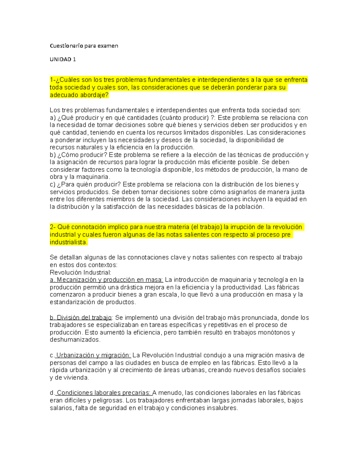 Cuestionario Para Examen Cuestionario Para Examen Unidad Cu Les Son Los Tres Problemas