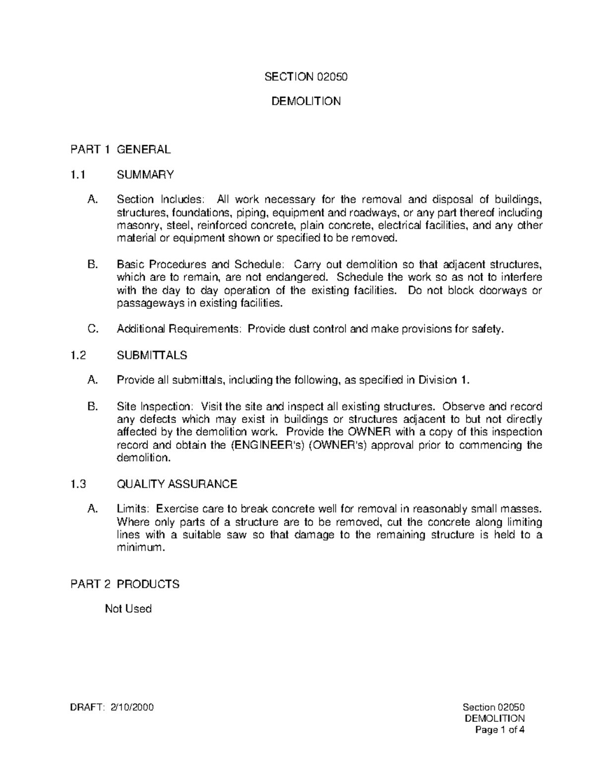 L-02050 - Demolition Itong Notes Na Ito - DRAFT: 2/10/2000 Section ...