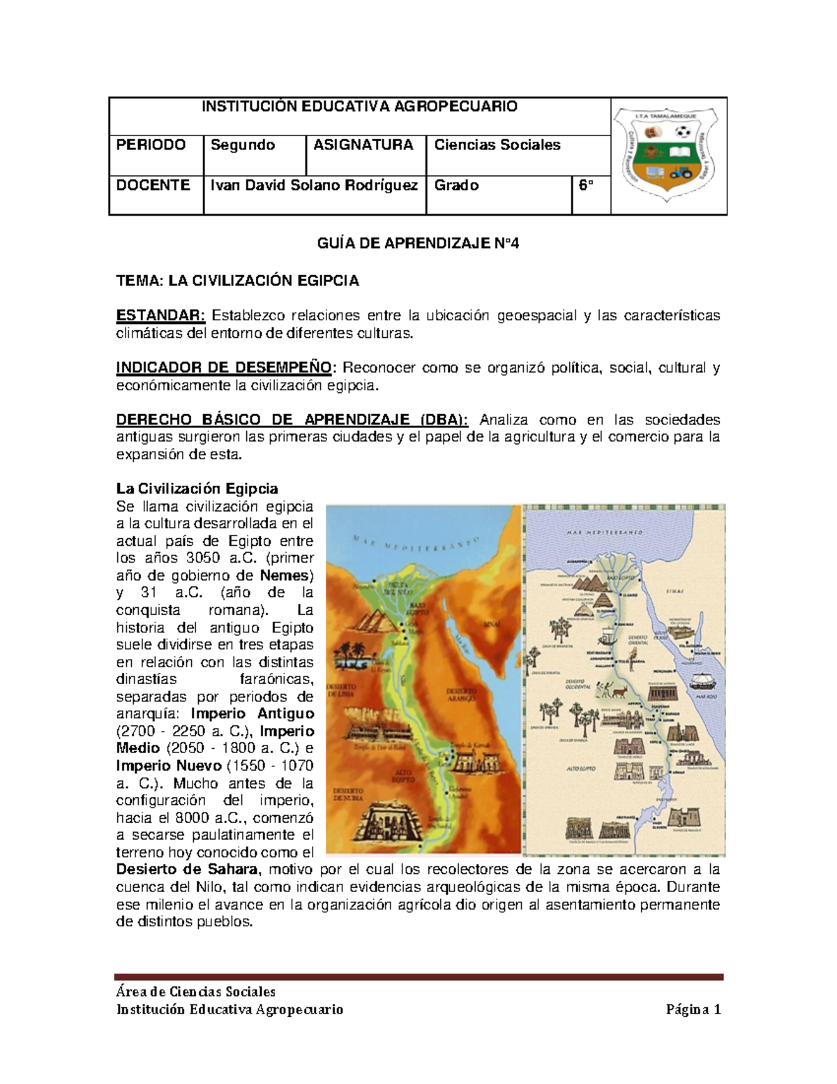 GUIA # 4 Segundo Periodo Grado 6° - Área De Ciencias Sociales GUÍA DE ...