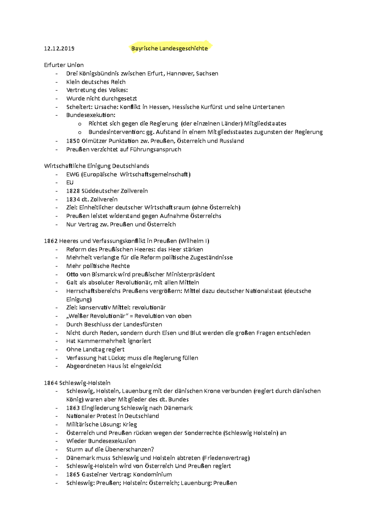 Bayrische Landesgeschichte 12.12 Bayrische Landesgeschichte Erfurter