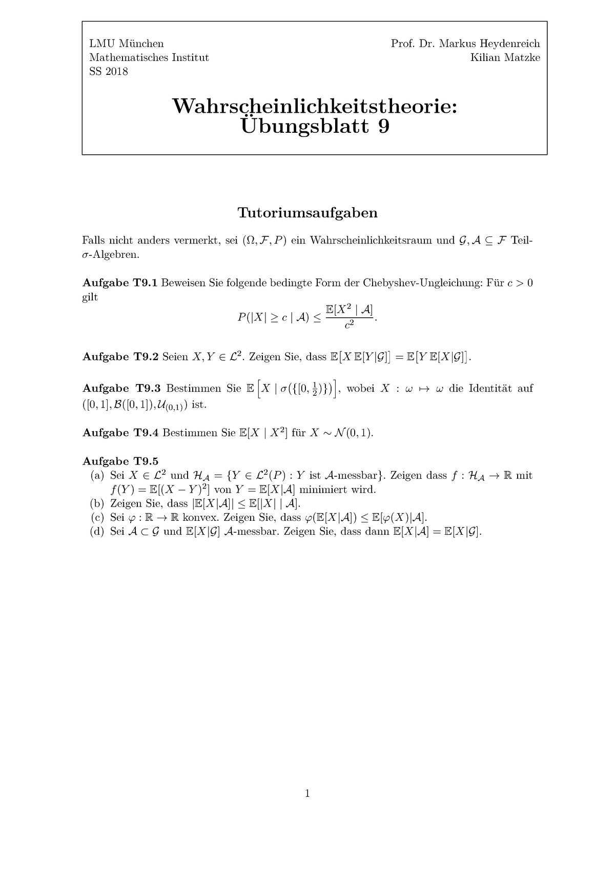 Blatt 09 Exercise Sheet Studocu