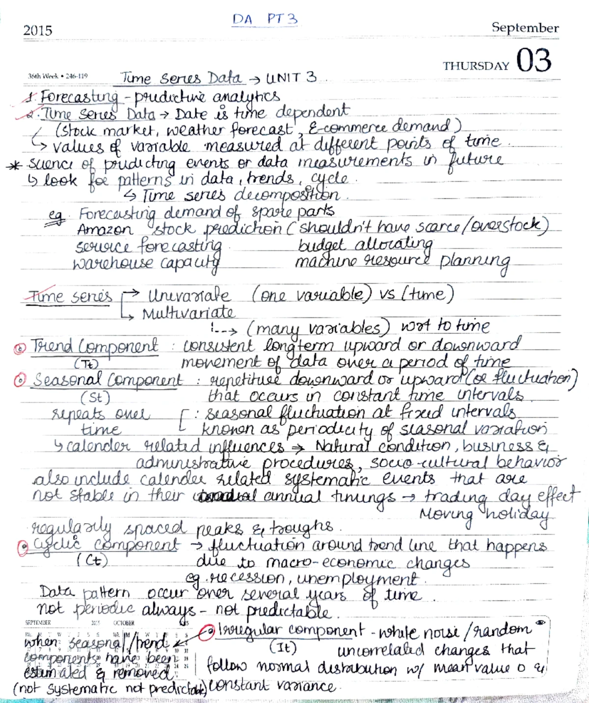 E1 DA Unit 3 Notes - /DA - Unit 3 - Time Series Analysis Class notes ...