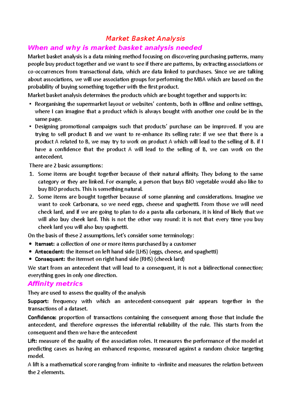 Market Basket Analysis Market Basket Analysis When and why is market