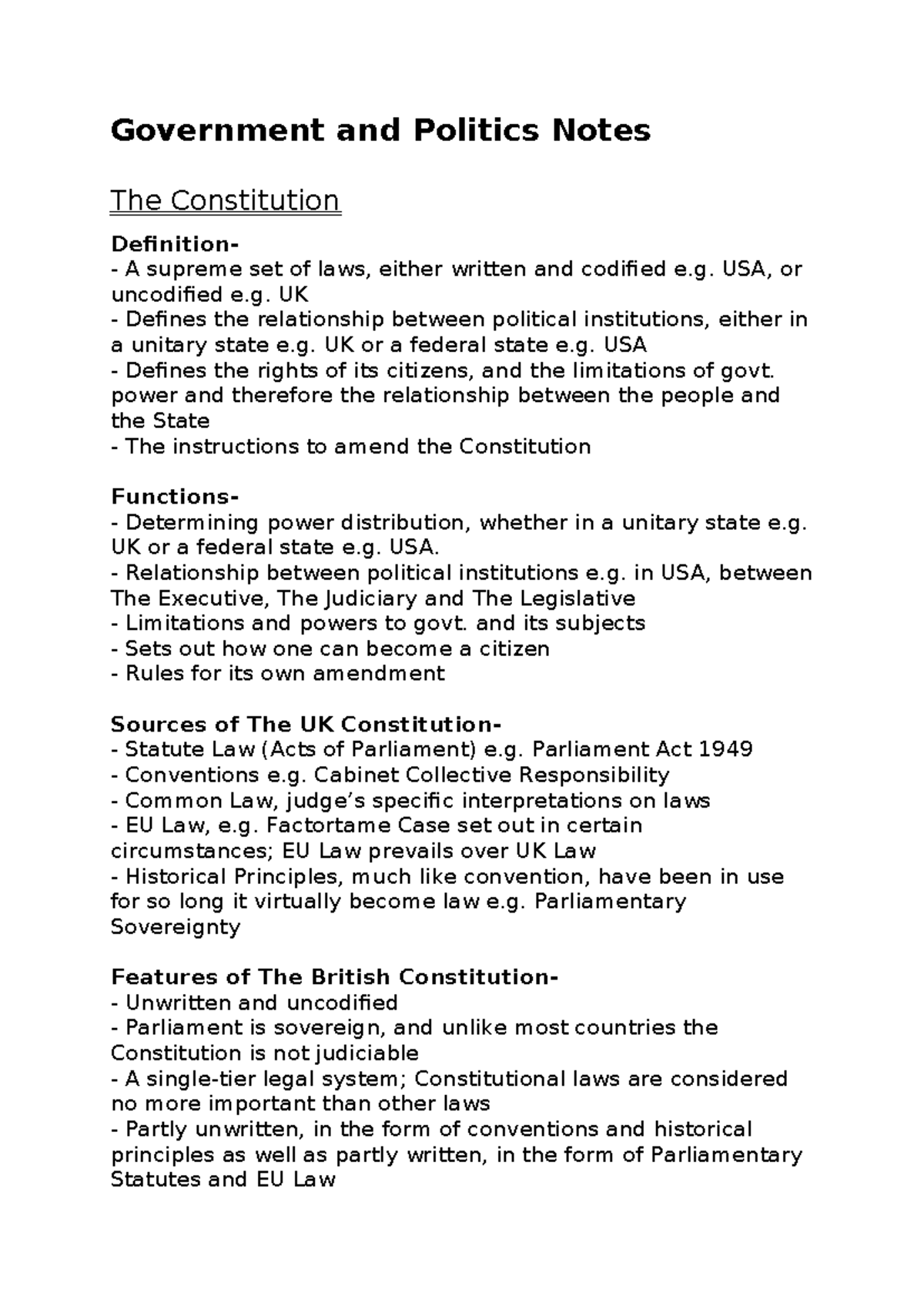 Unit 2 My Government and Politics Notes - Government and Politics Notes ...
