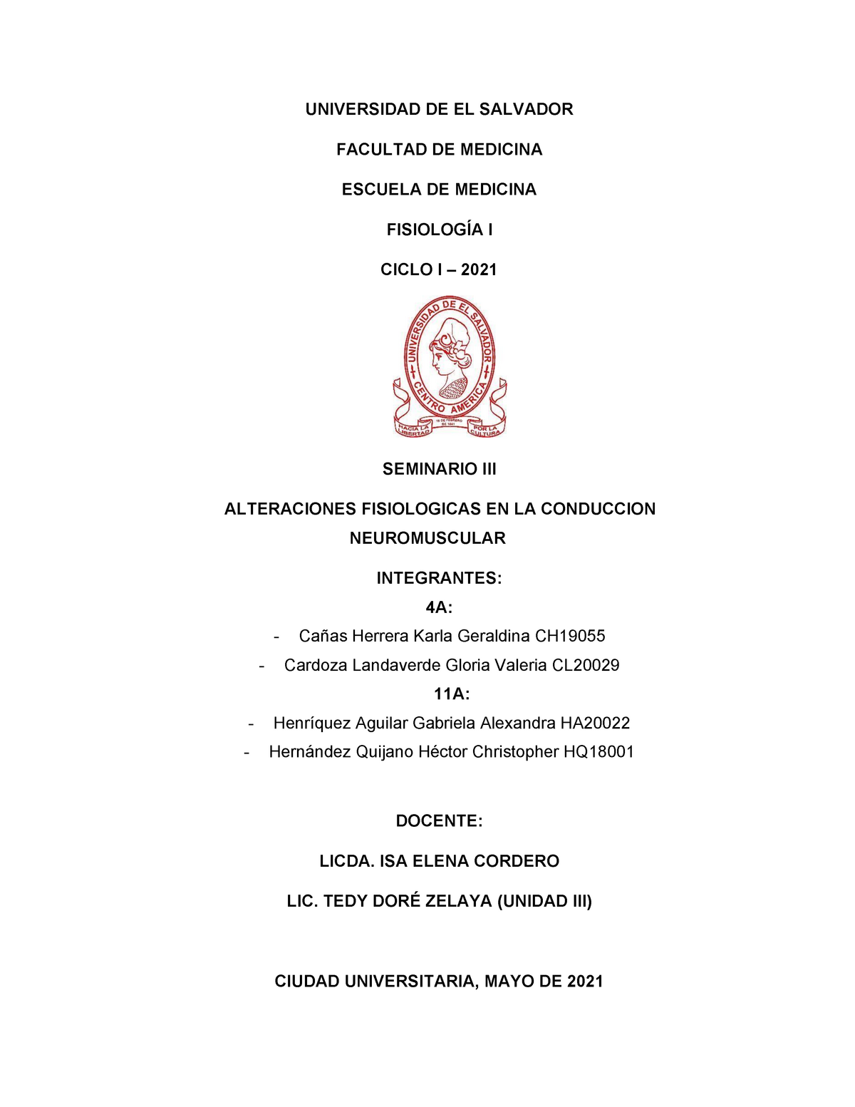 Seminario III Grupos 4A Y 11A - UNIVERSIDAD DE EL SALVADOR FACULTAD DE ...