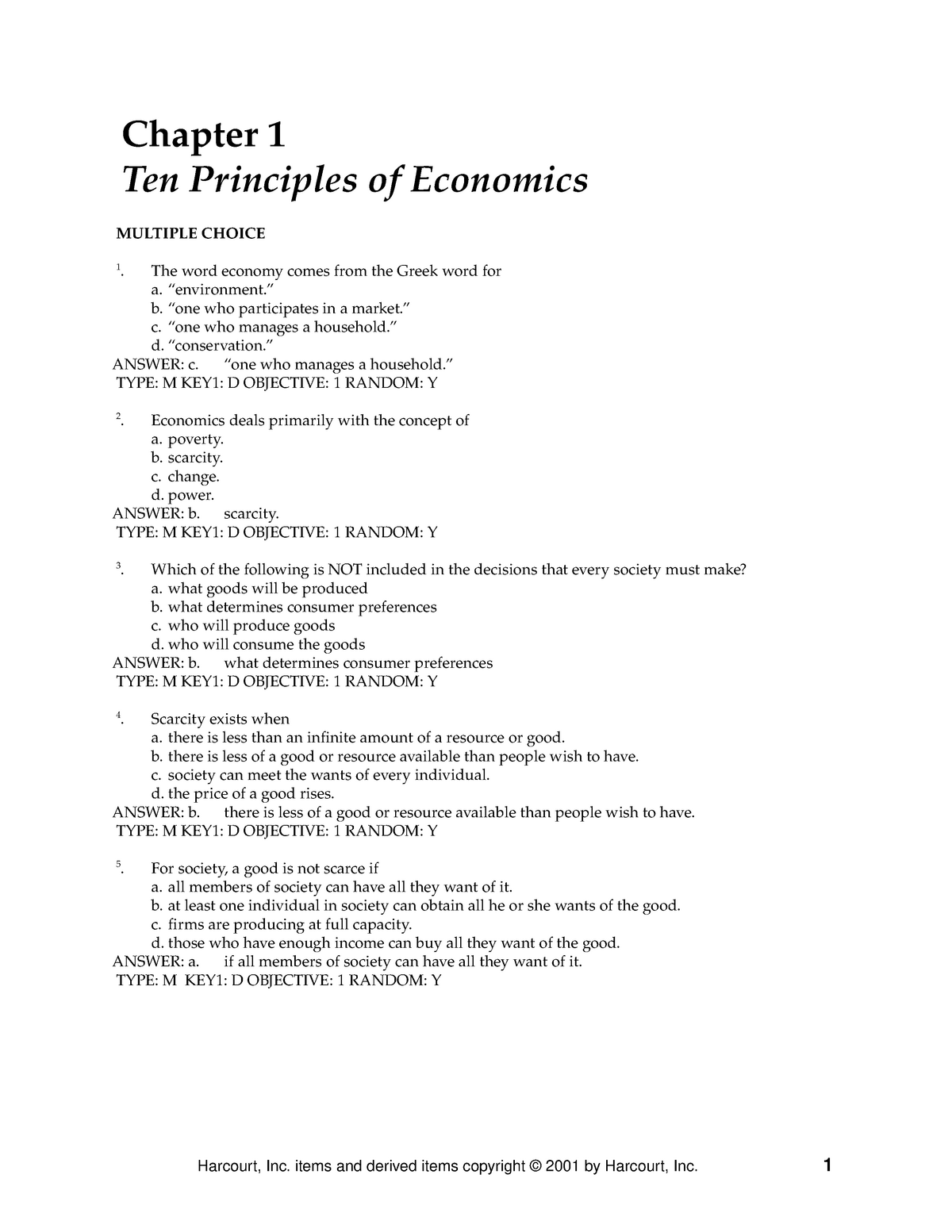 Chap01micro Testbank - Chapter 1 Ten Principles Of Economics MULTIPLE ...