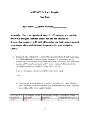 Final Exam Study Guide-1 - Final Exam Study Guide MKTG 3001 Section 070 ...