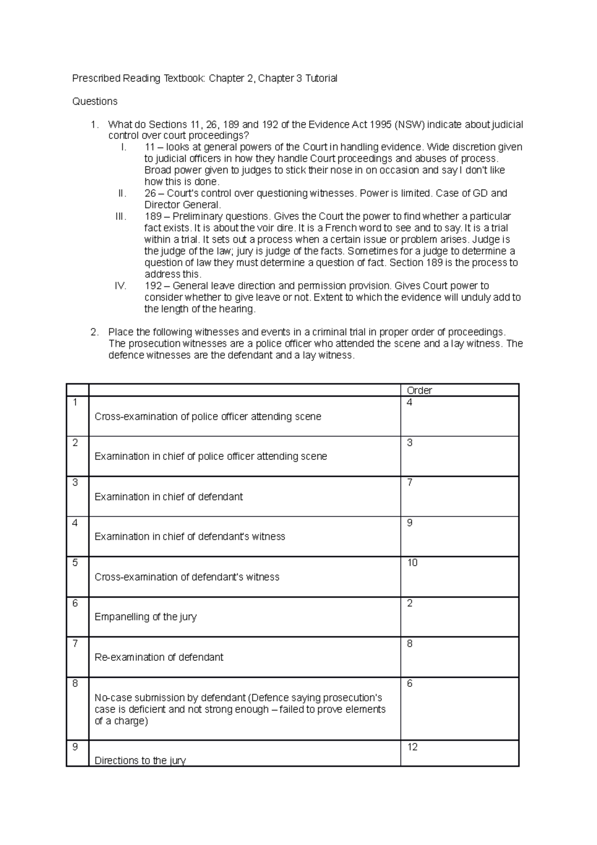 Evidence Tute 2 - Tutorial 2 - Prescribed Reading Textbook: Chapter 2 ...