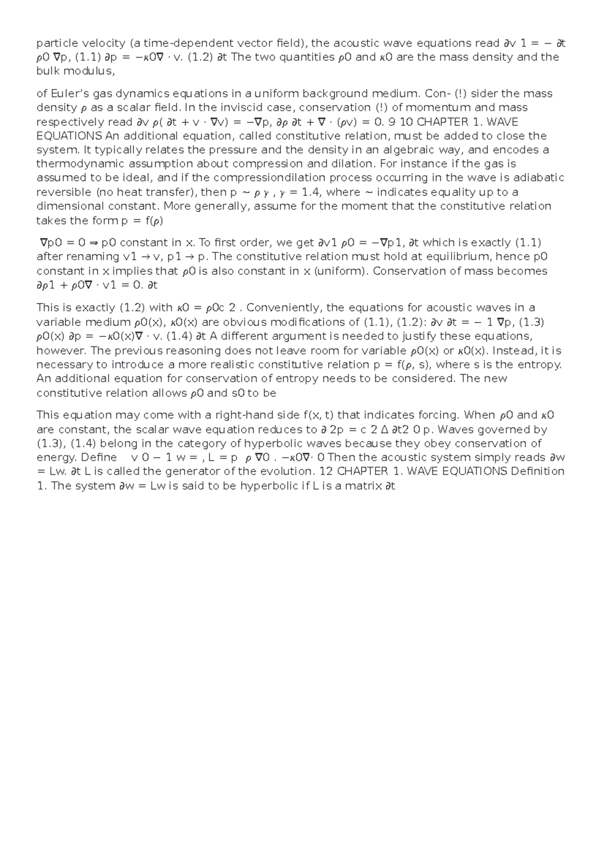 Waves 1 Lecture 1 Notes particle velocity (a timedependent vector