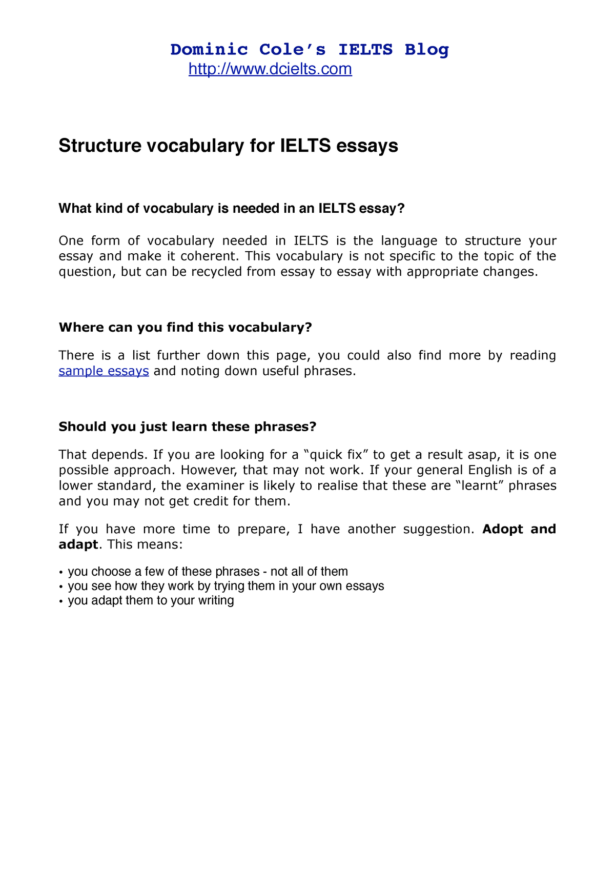 vocabulary for ielts essays