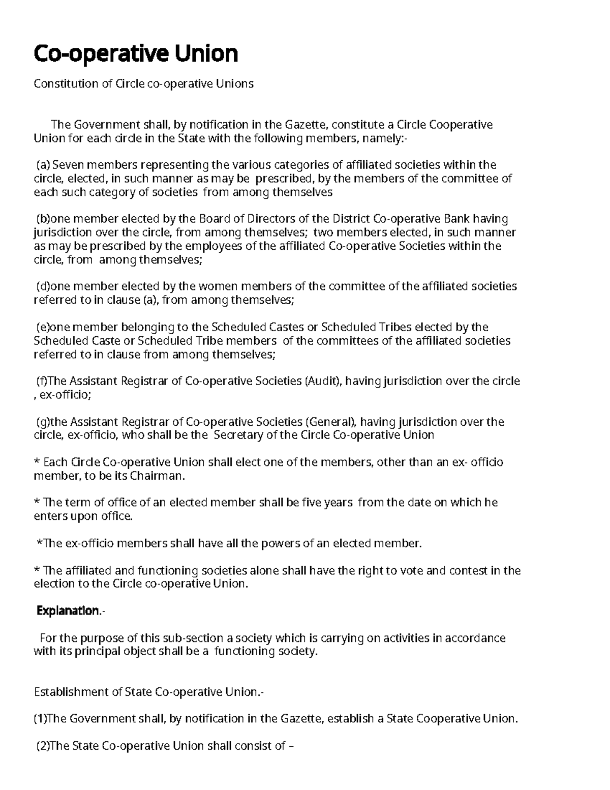 Cooperative union Lecture notes prepared by vinod sir Cooperative