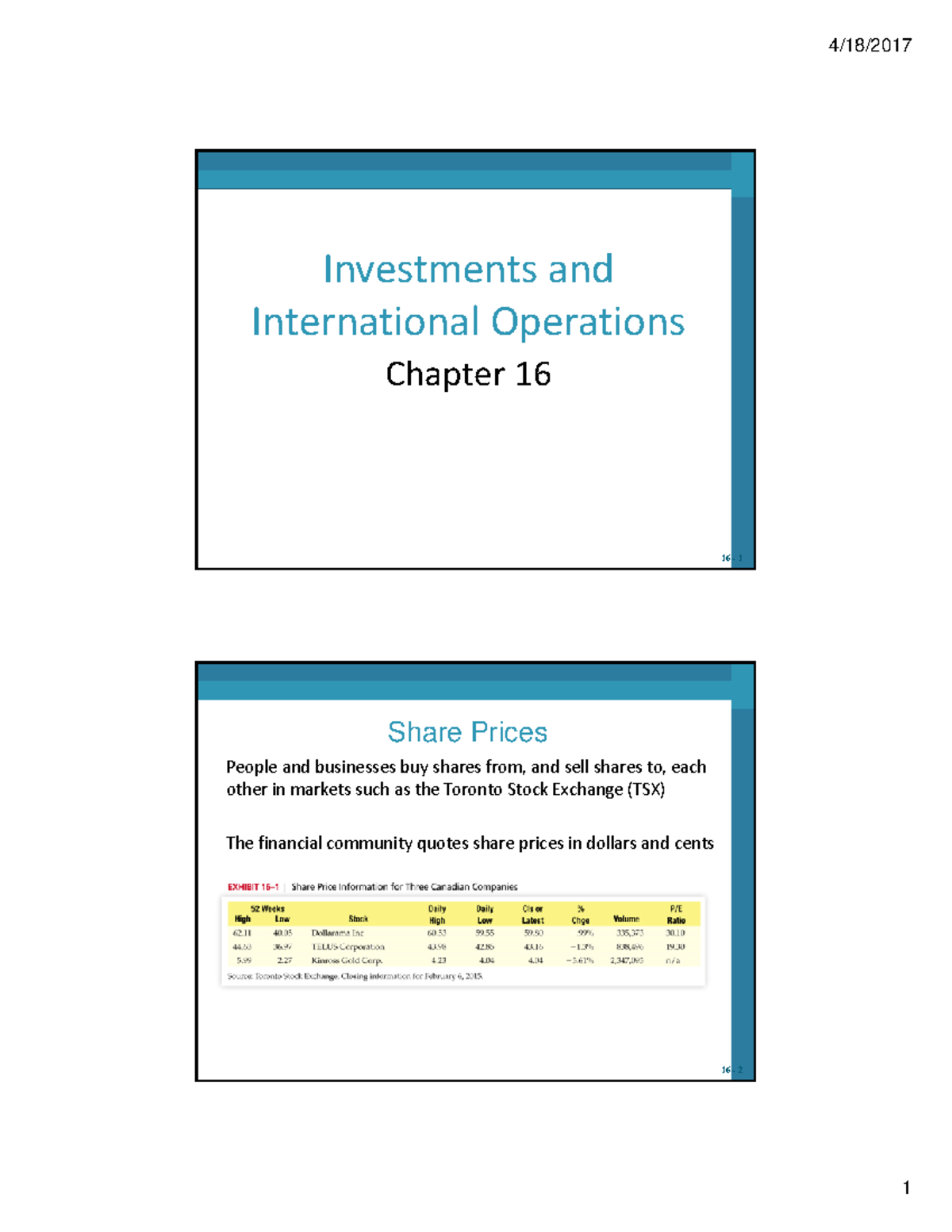 Chapter 16 lecture notes - PeopleotherTheInternational financial in and ...
