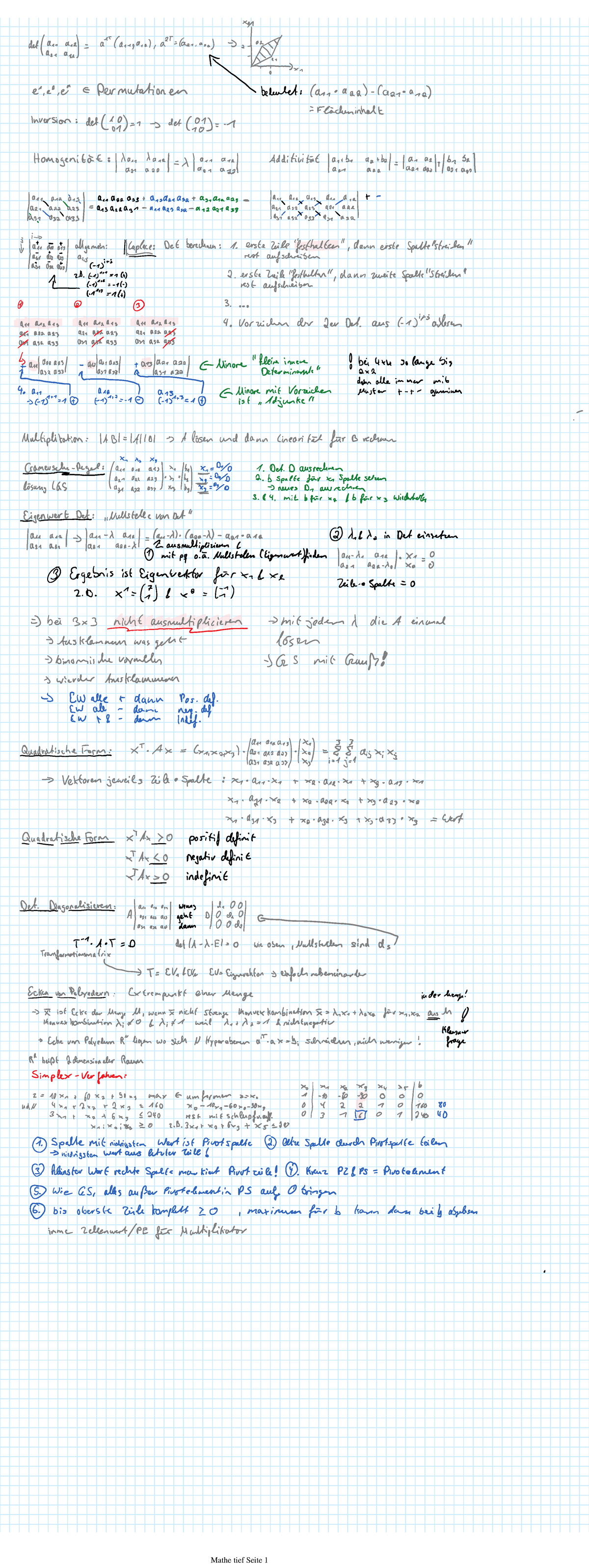 Mathe Vertiefung Determinanten Und Simplex - Vertiefung Der ...