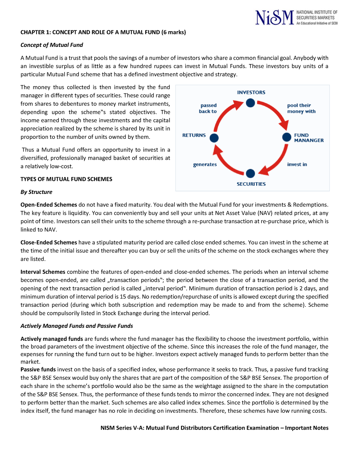 Mutual Funds Notes 281218   CHAPTER 1: CONCEPT AND ROLE OF A MUTUAL