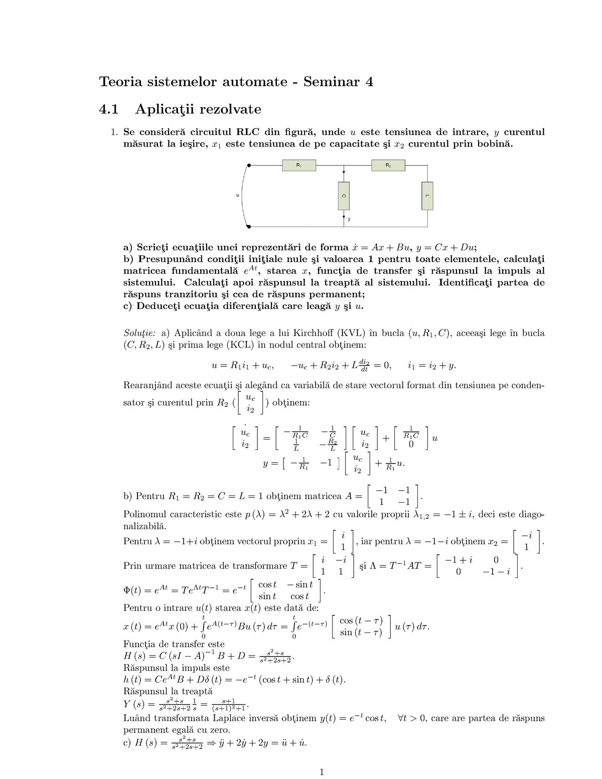 diary Antecedent Shinkan Probleme teoria sistemelor rezolvate - Teoria sistemelor automate - Seminar  4 4 Aplicat ̧ii - StuDocu