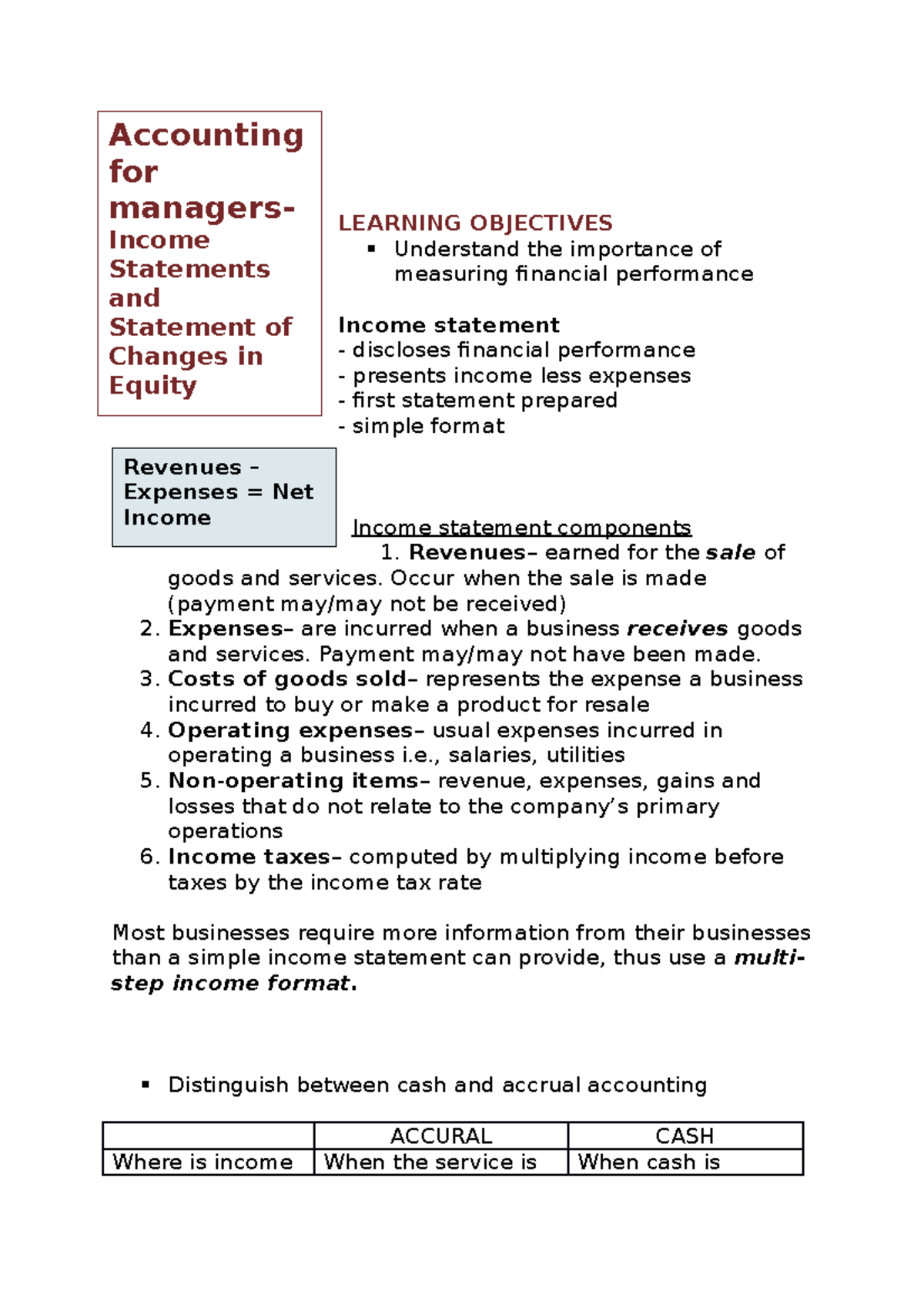 4 Income statements: statements of changes in equity - LEARNING ...