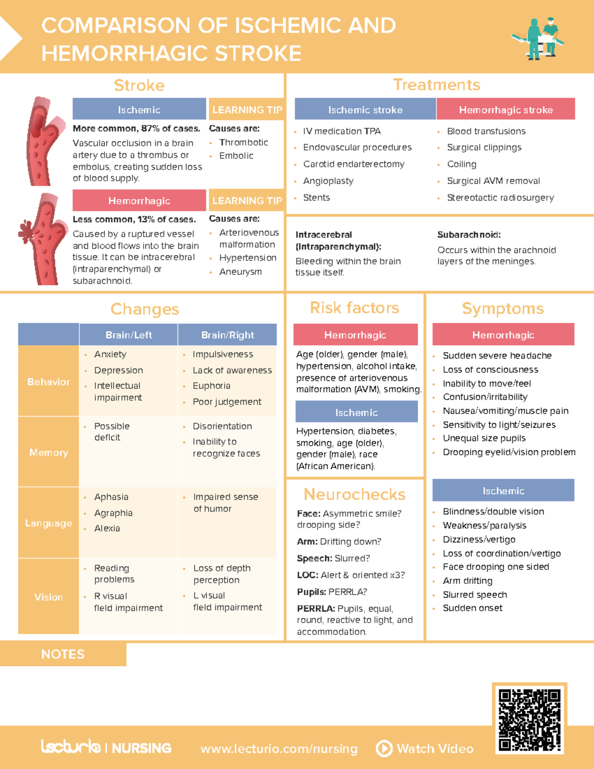 Comparison of ischemic hemorrhagic stroke - lecturio/nursing Watch ...