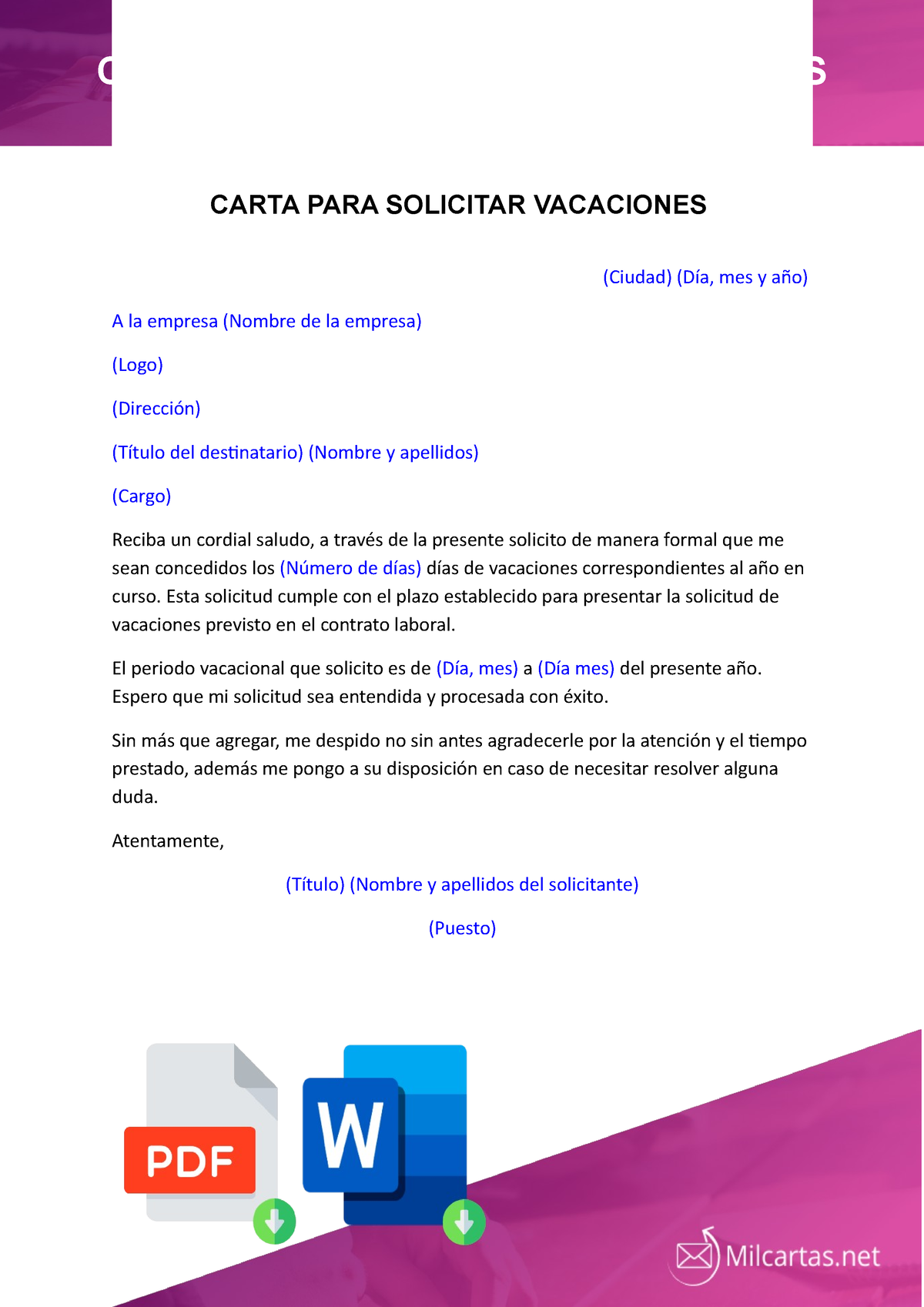 Carta Para Solicitar Vacaciones Carta Para Solicitar Vacaciones Carta Para Solicitar 1648