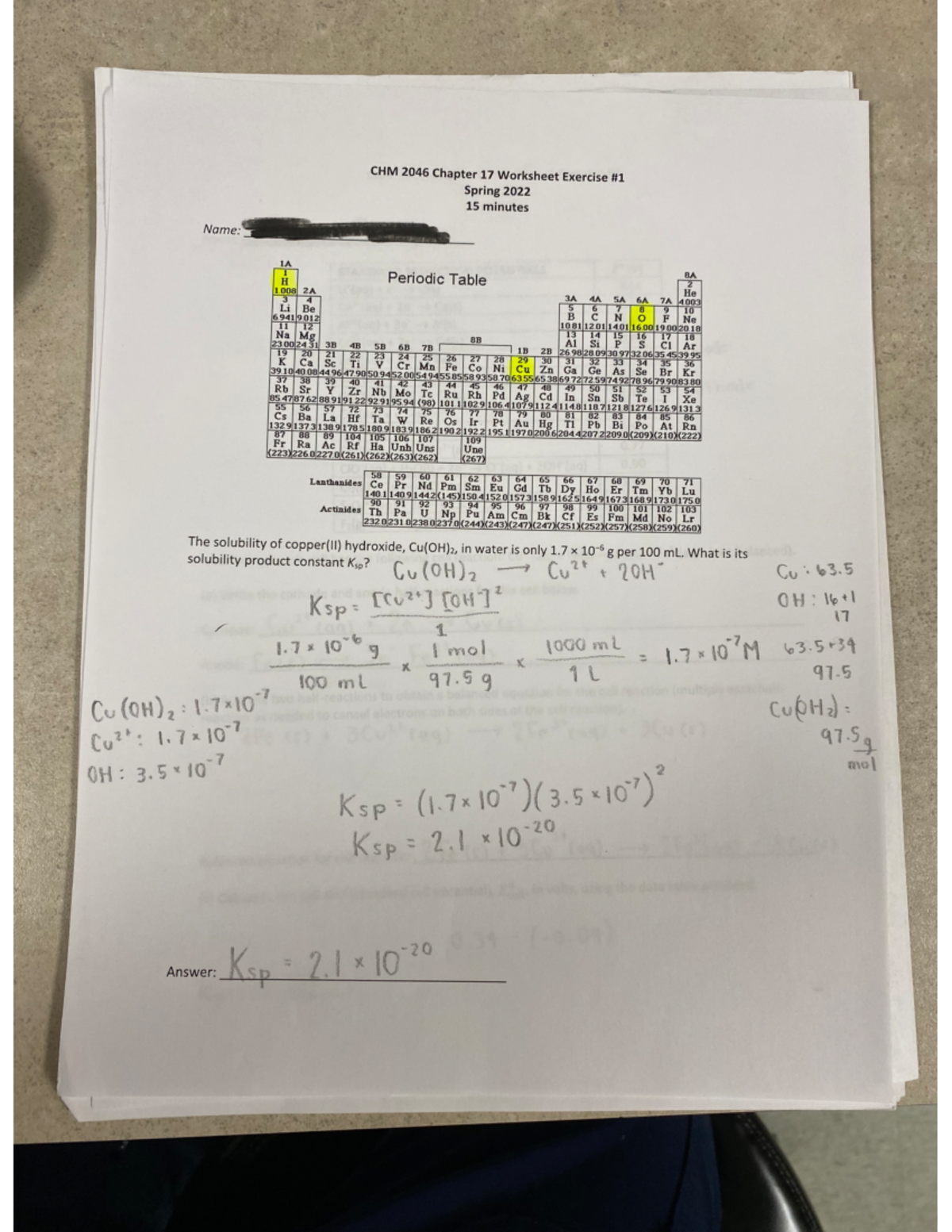 Ch 17 worksheet - CHM 2046 - Studocu