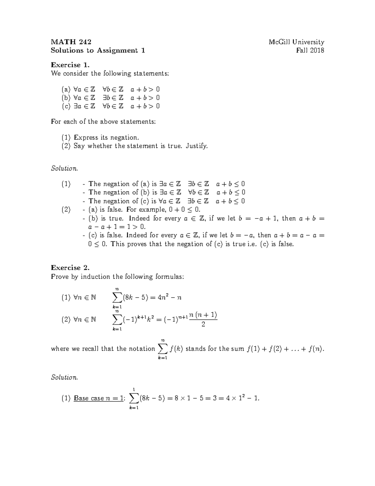 F18 Math242Assignment 1Solutions - MATH 242 Solutions to Assignment 1 ...
