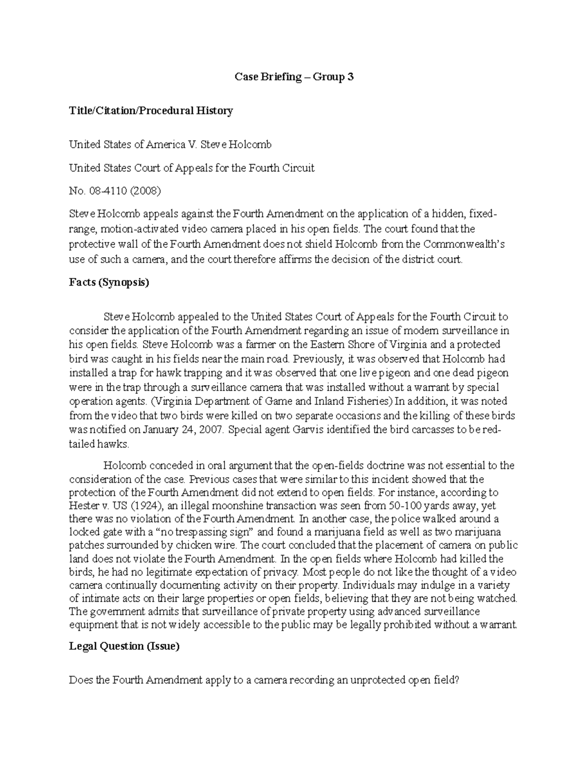 IST432 Group Case Brief 2 Case Briefing Group 3 Title/Citation