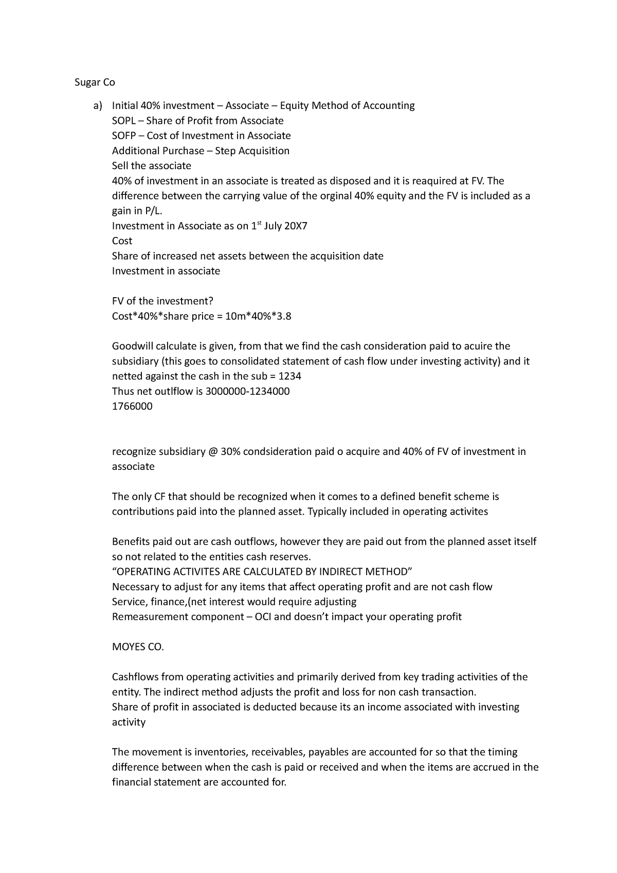 SBR - My Own Notes - Acca Paper 2.5 Financial Reporting - Sugar Co A ...