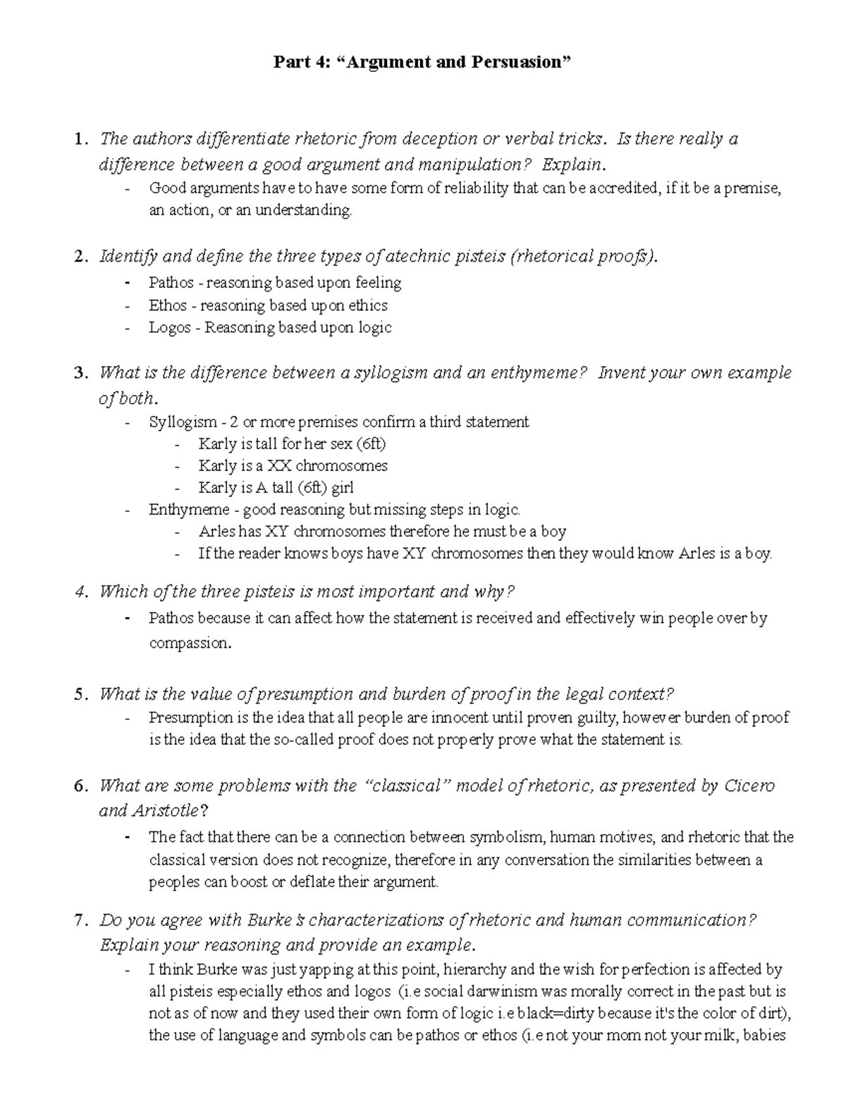 Part 4 “Argument and Persuasion” - Part 4: “Argument and Persuasion” 1 ...