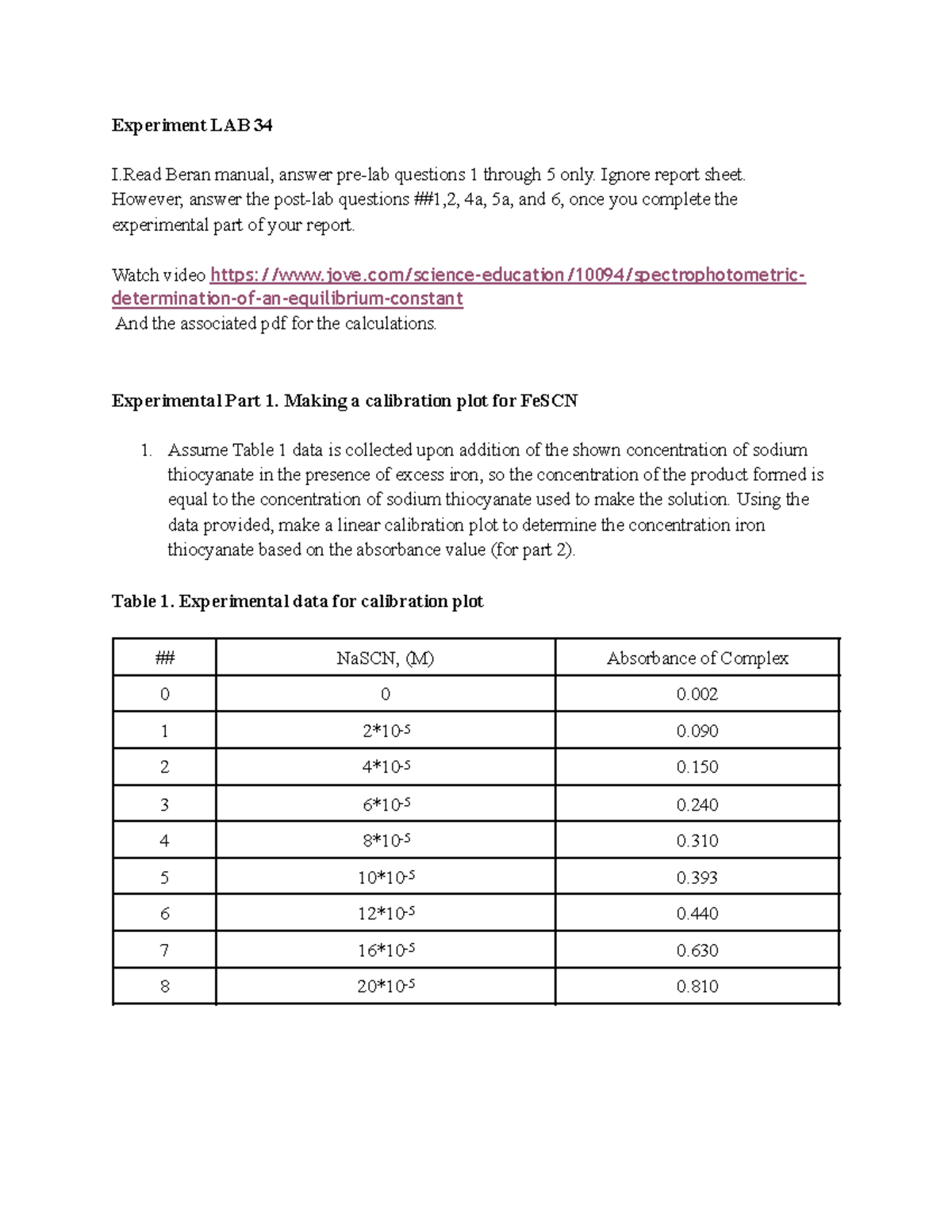 Experiment 34 discussion and conlusion Experiment LAB 34 I Beran