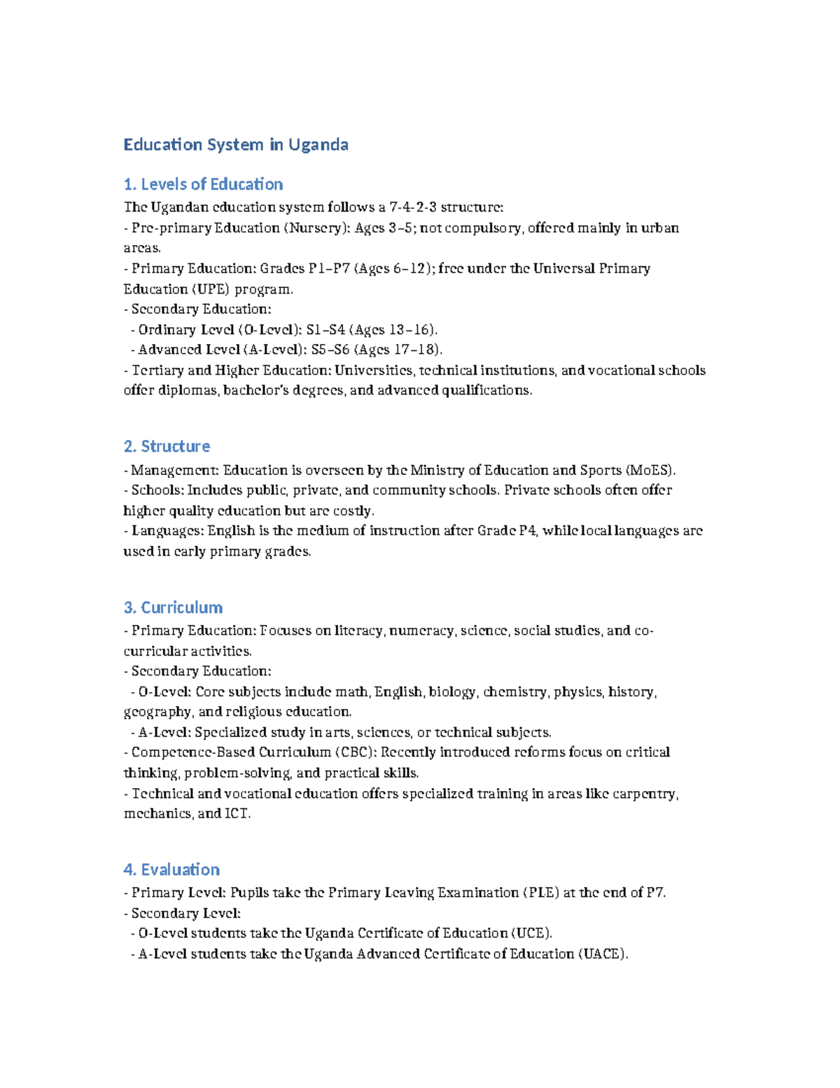 Education System in Uganda - Levels of Education The Ugandan education ...
