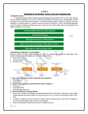 Machine Learning Using Python Notes unit 1 - UNIT- 1 MACHINE LEARNING ...
