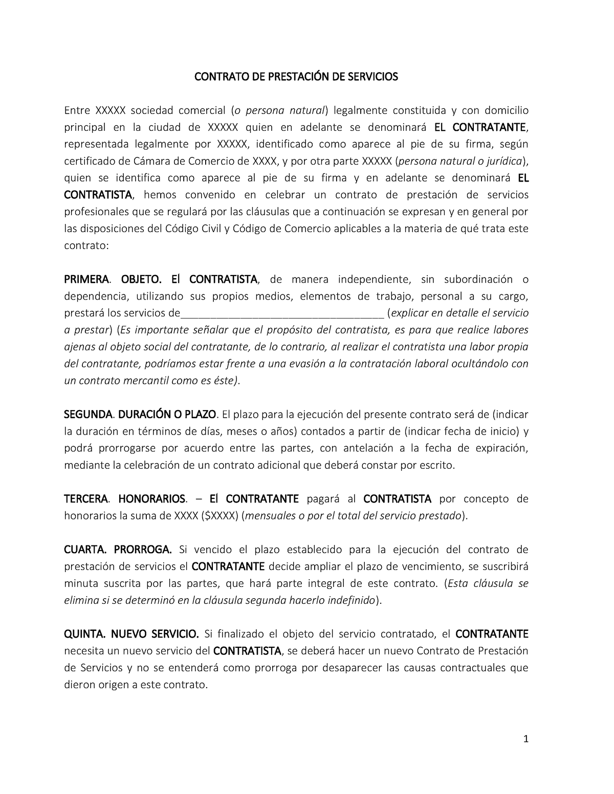 5. Contrato Prestación De Servicios - 1 CONTRATO DE PRESTACI”N DE ...