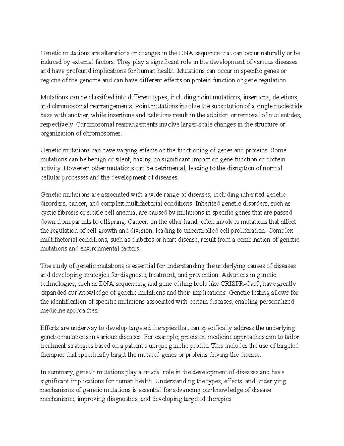 Genetic Mutations - They play a significant role in the development of ...